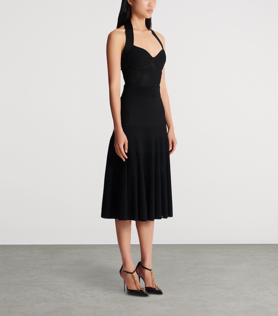 Knitted Halterneck Midi Dress 0PA NOIR Image 2