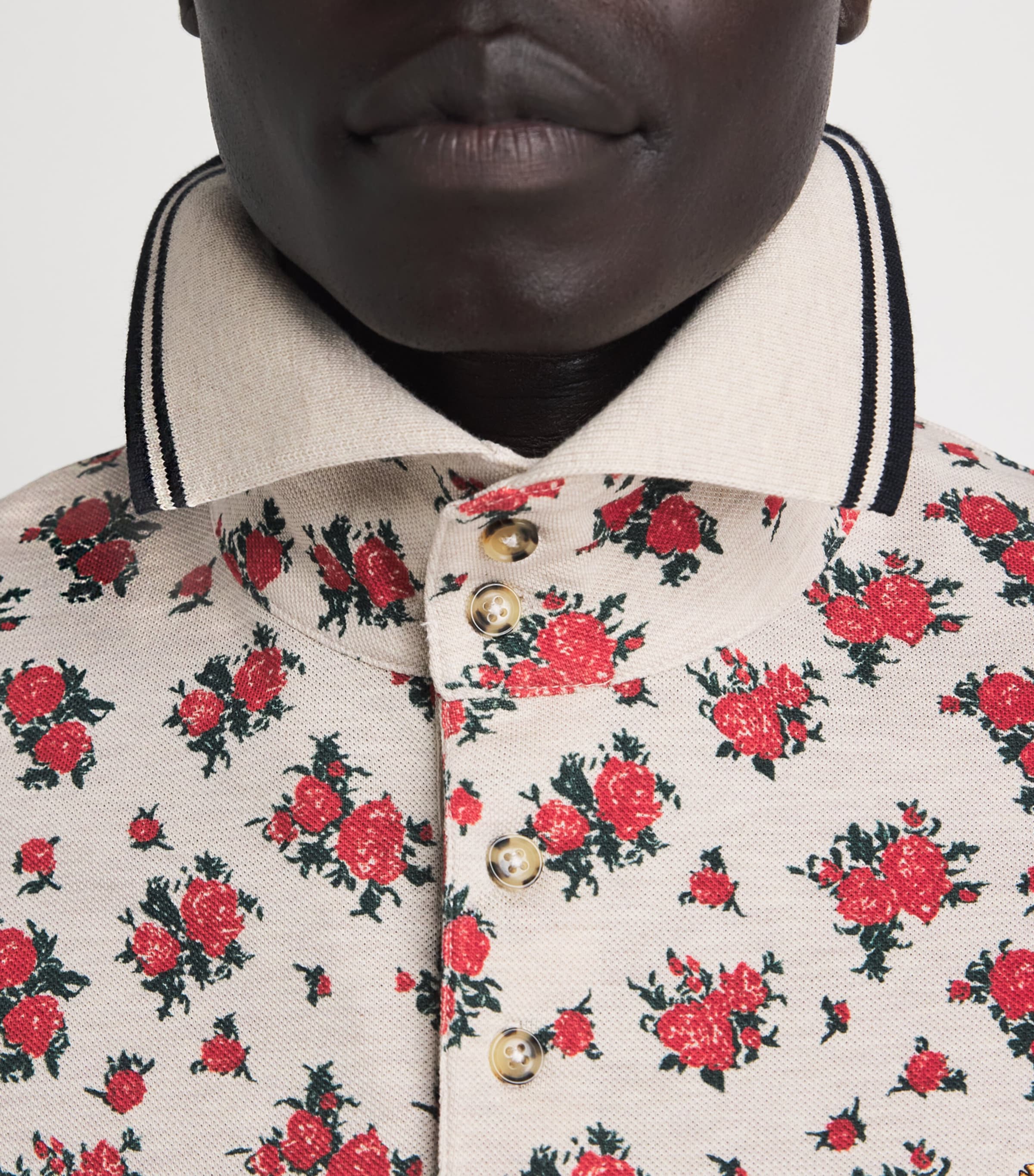 Vivienne Westwood Mens Cotton Floral Print Polo Shirt Roses Image 3