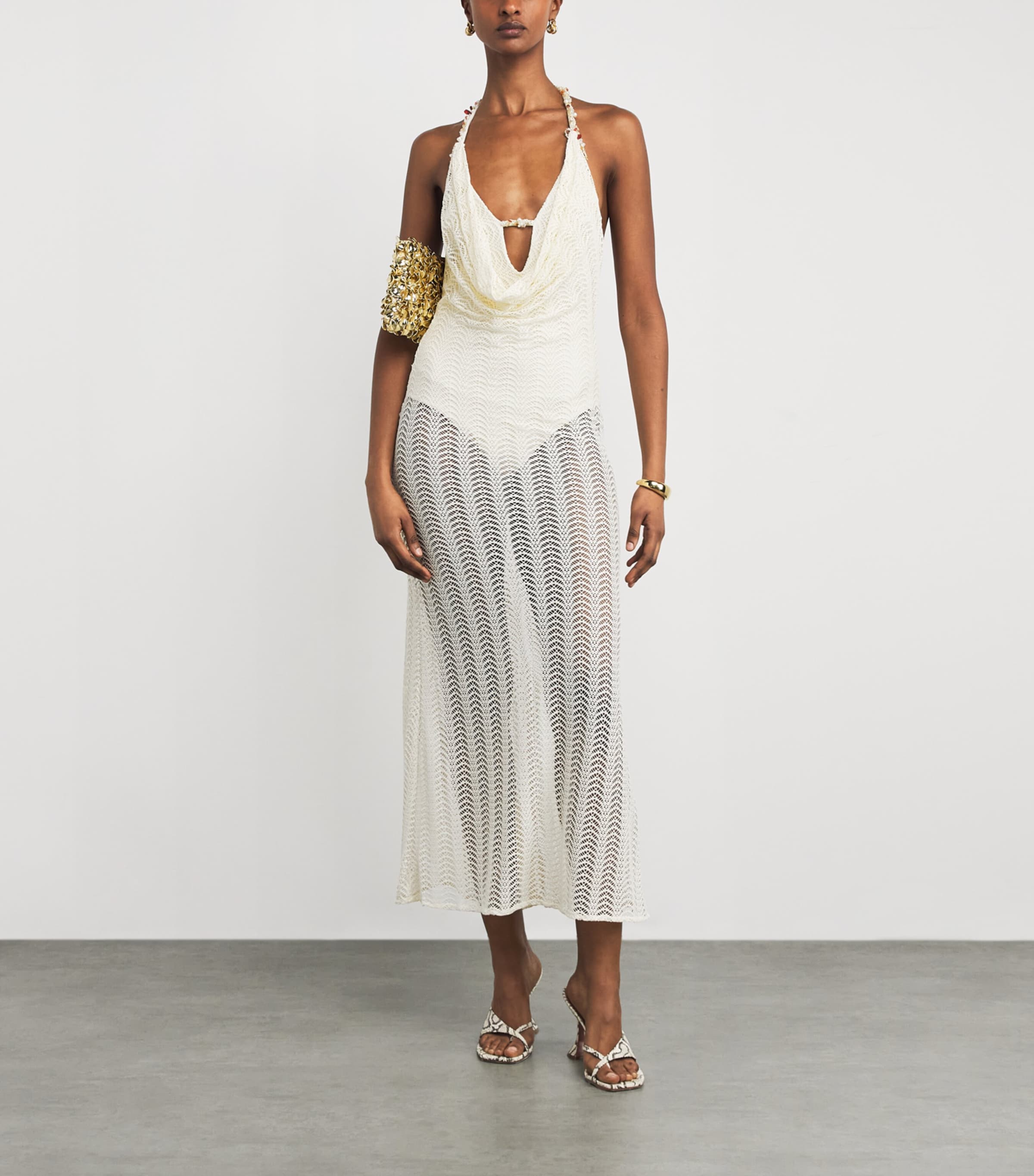Wave Mesh Midi Dress OFF WHITE Image 2