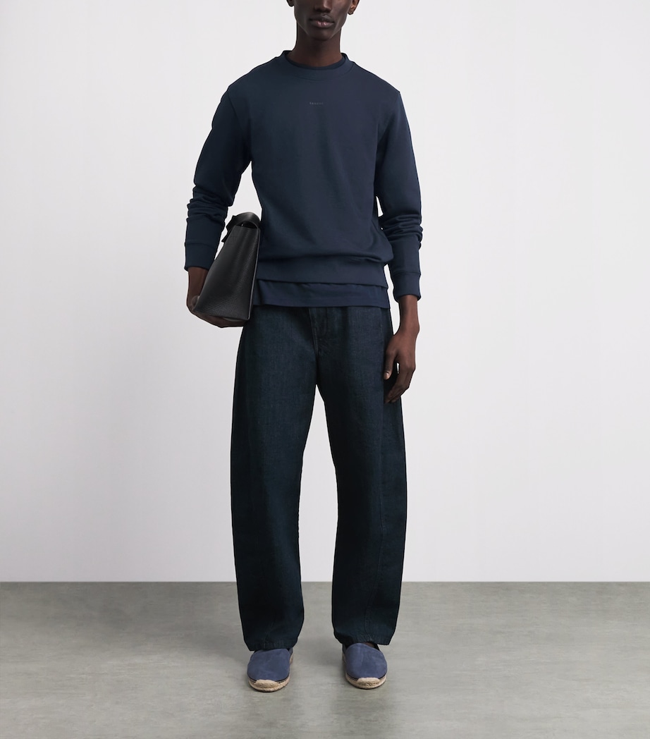 Sandro Paris Mens Cotton Logo Sweatshirt Navy Blue Image 2