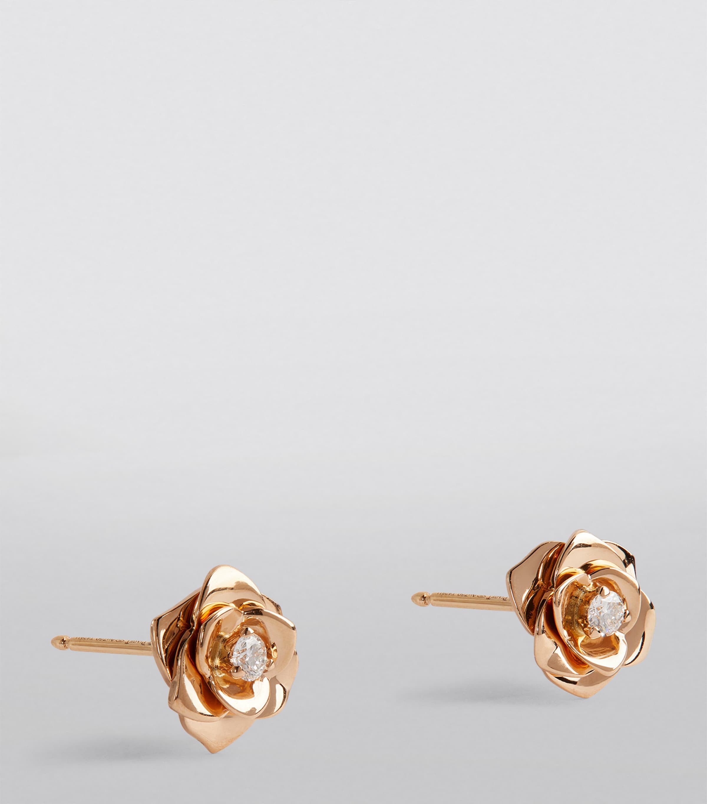 Rose Gold and Diamond Rose Earrings GOLD Image 2