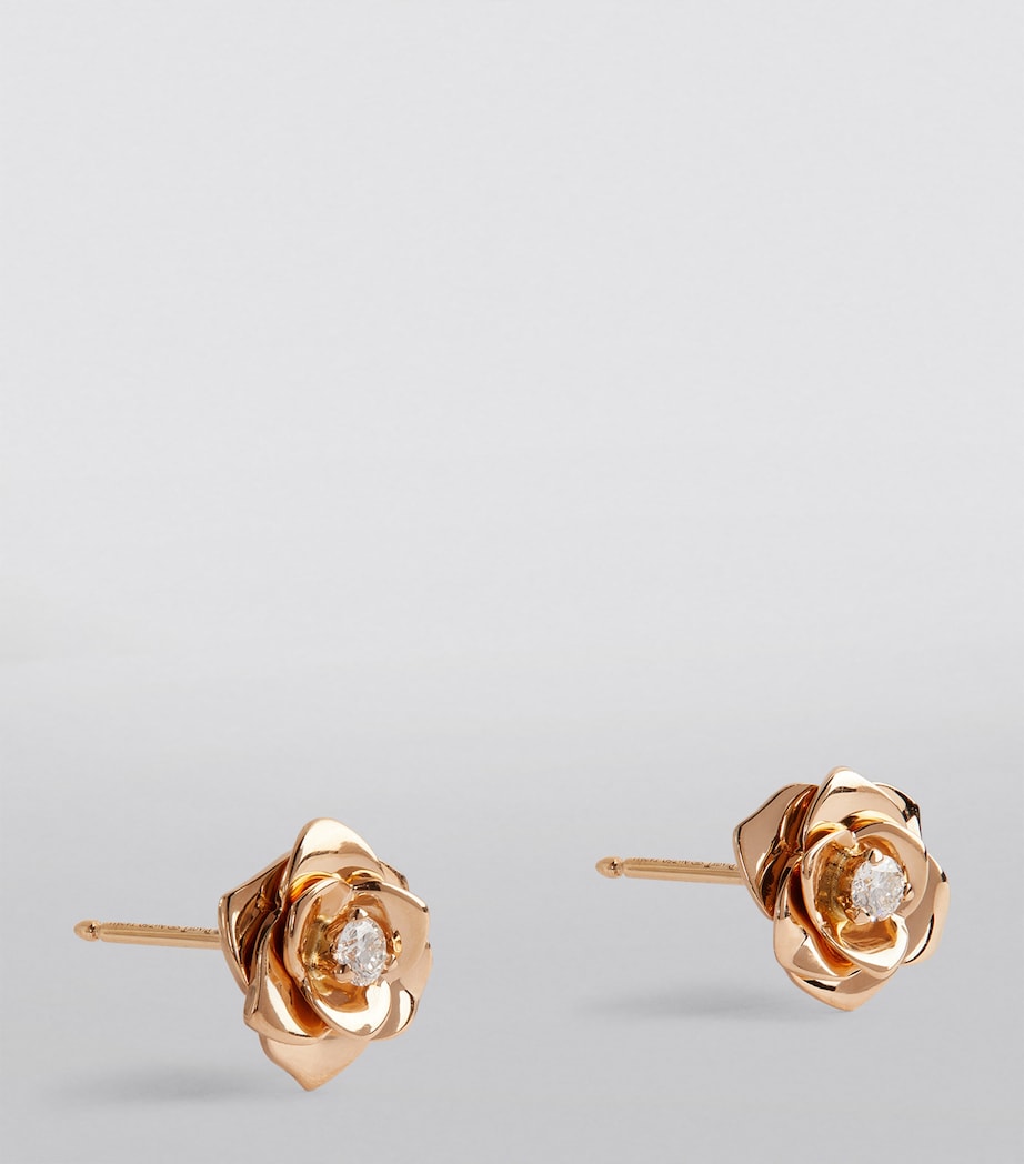 Rose Gold and Diamond Rose Earrings GOLD Image 2