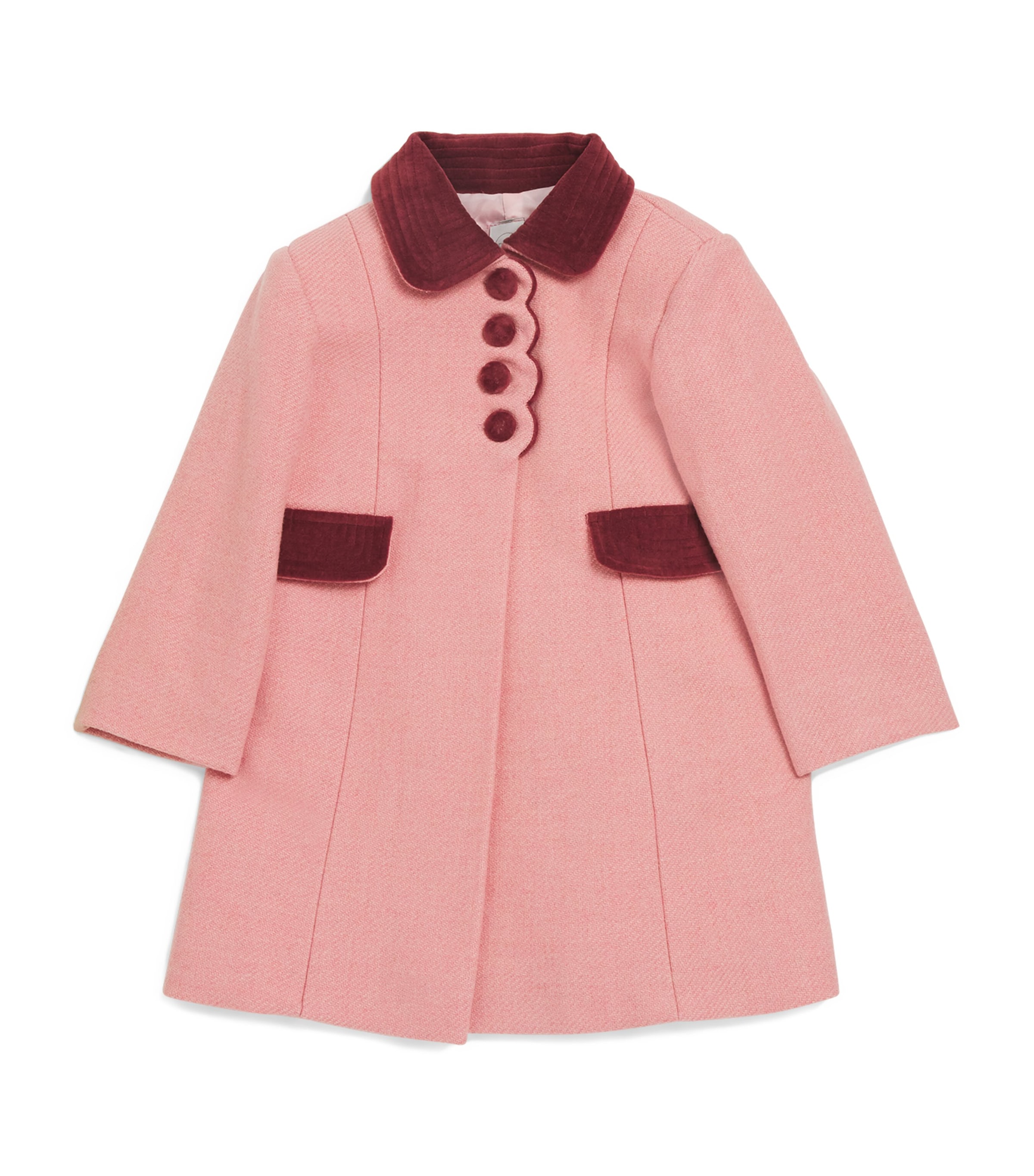 Pepa London Kids' Cotton Scalloped Coat In Pink