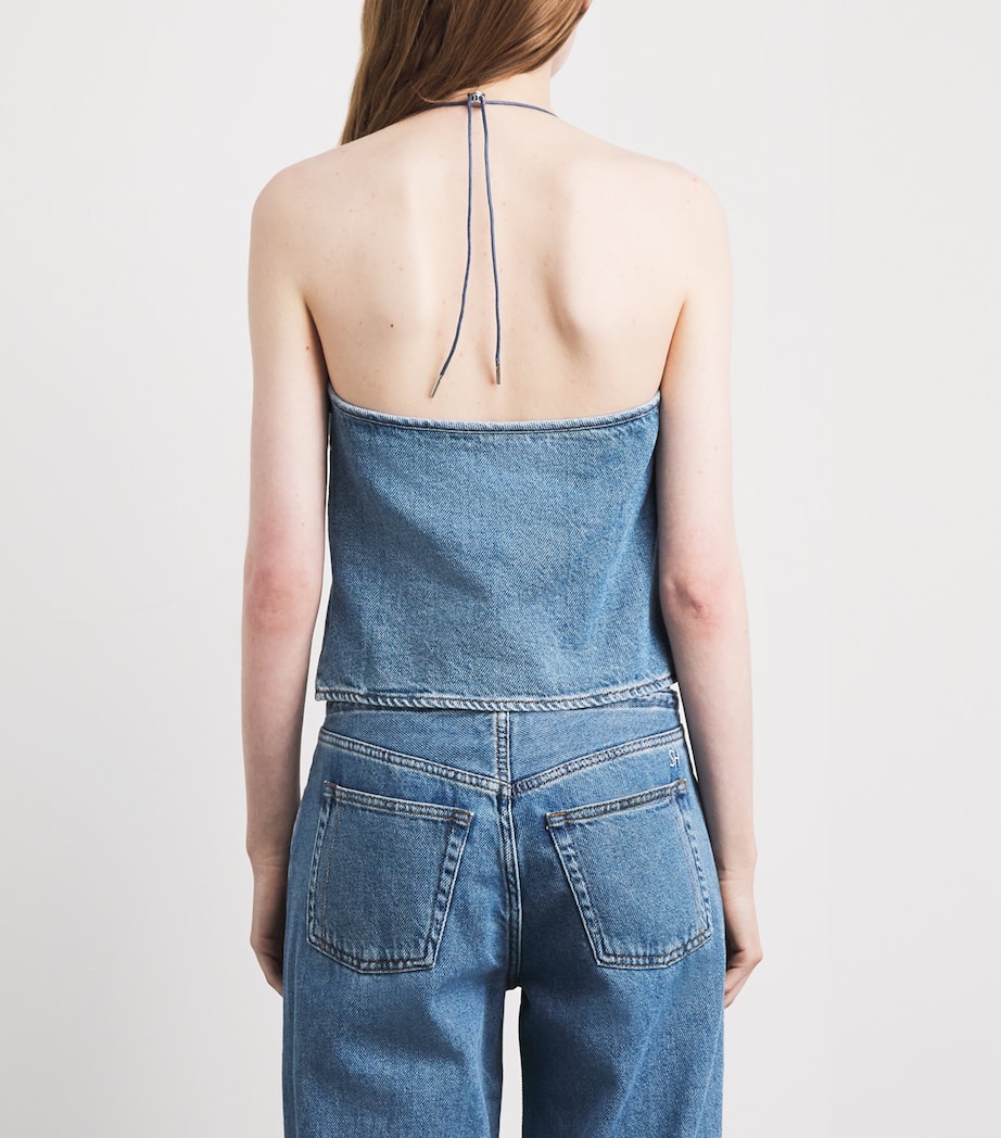 STILL HERE Womens Denim Toggle Tank Top Classic Blue Image 5