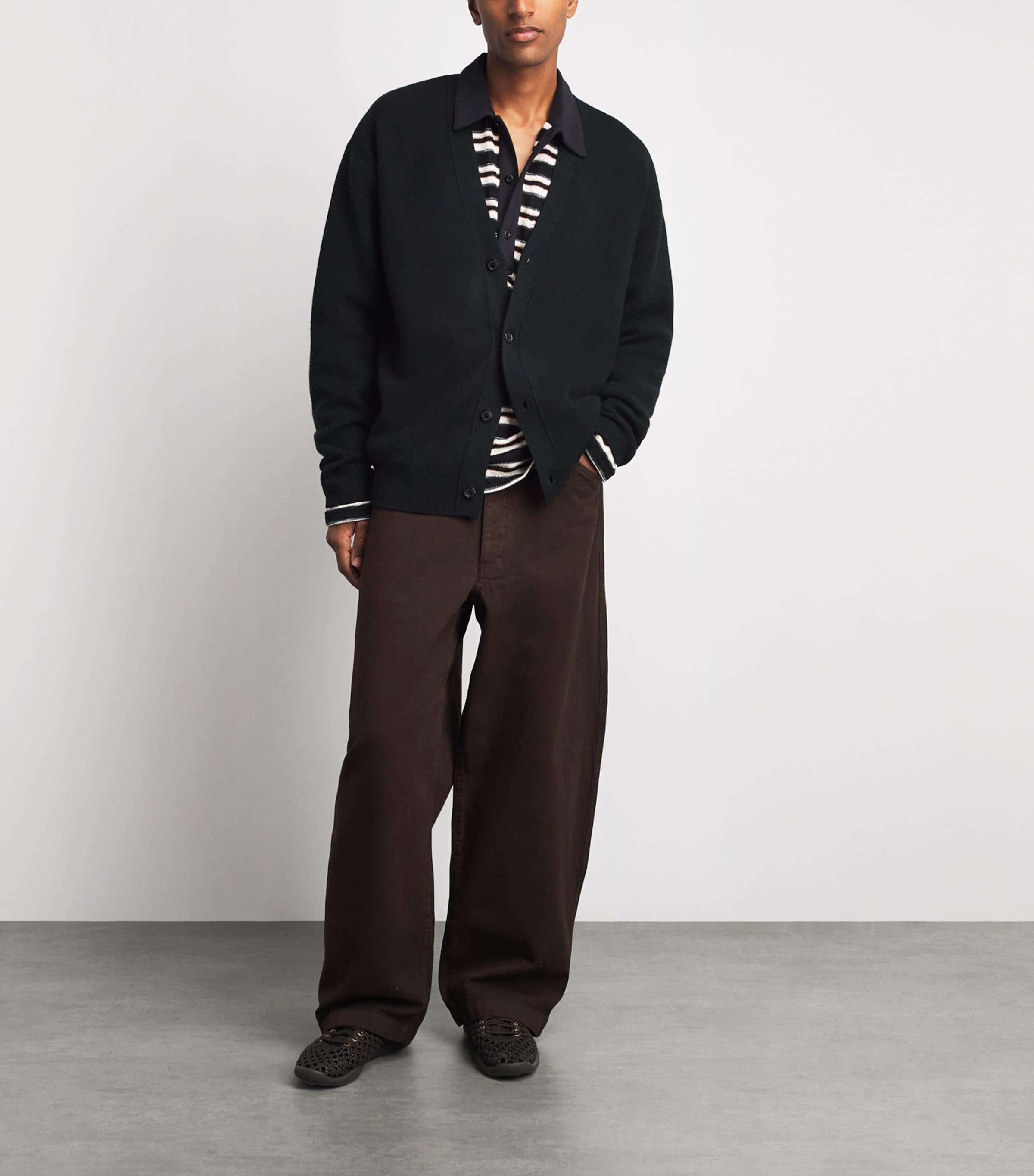 System Mens Wool-Cashmere Cardigan Black Image 2