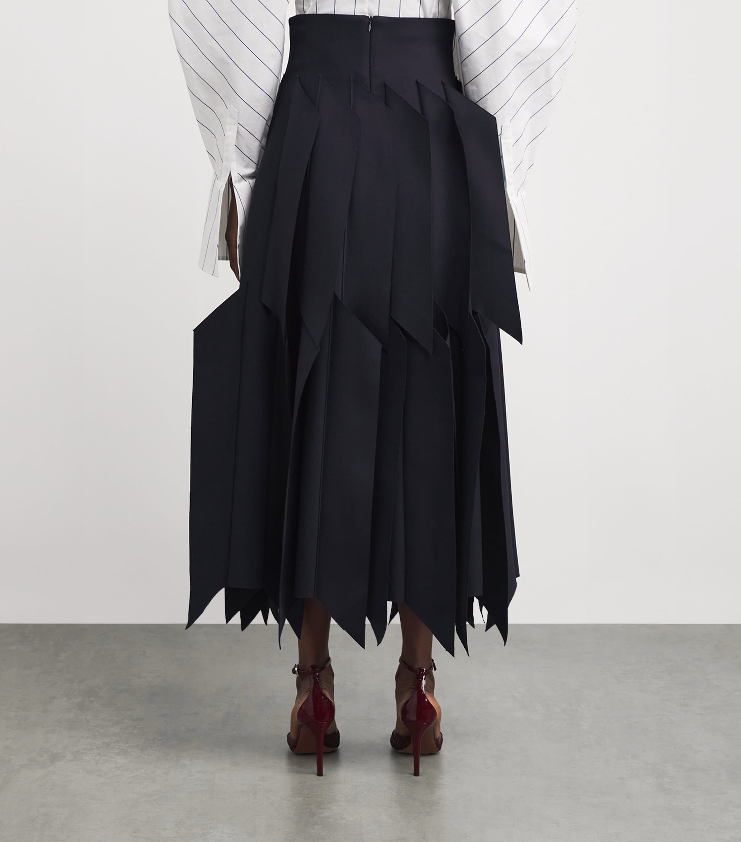 Ruffled Midi Skirt NAVY Image 4