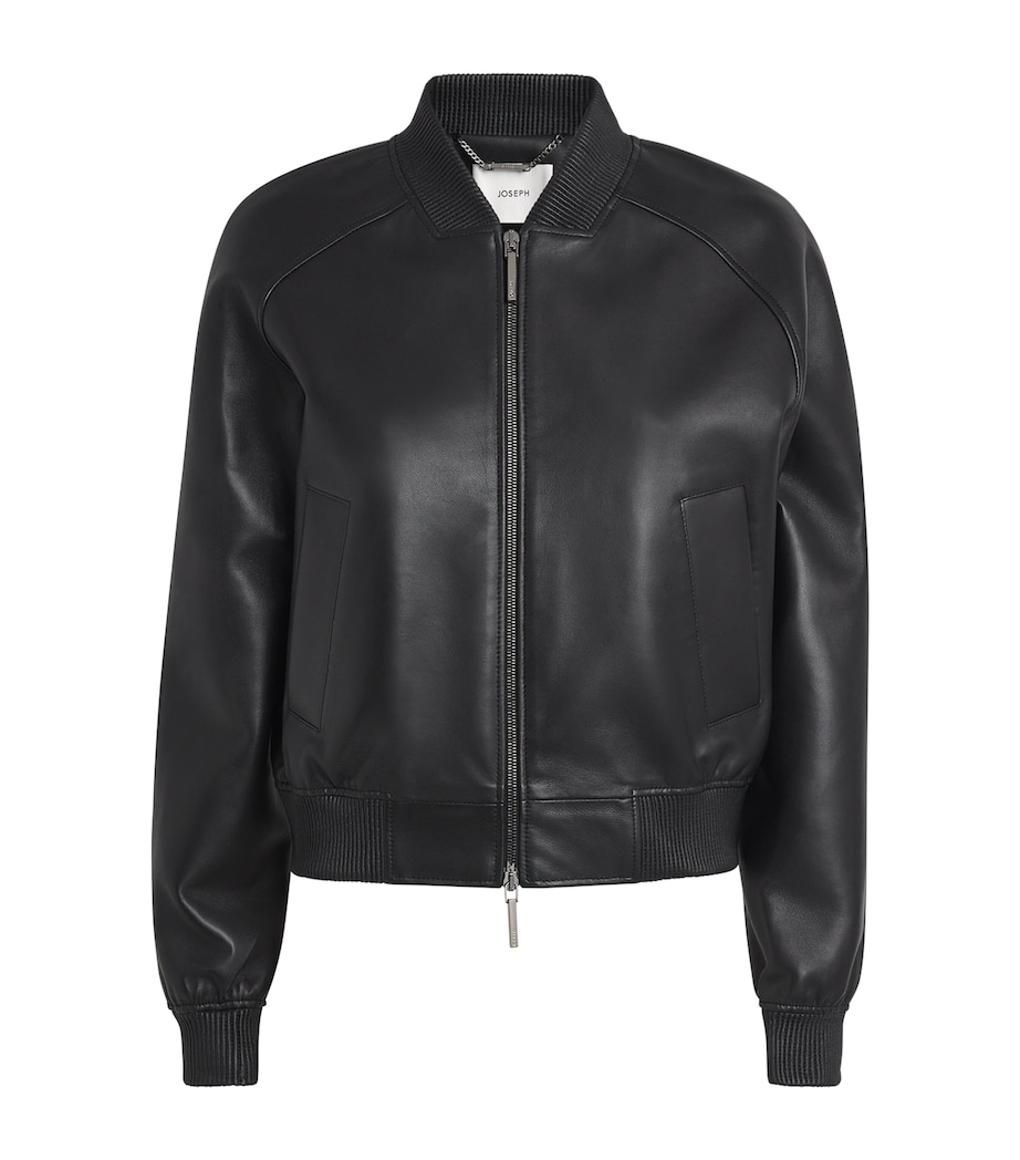 Leather Quinn Bomber Jacket BLACK Image 1