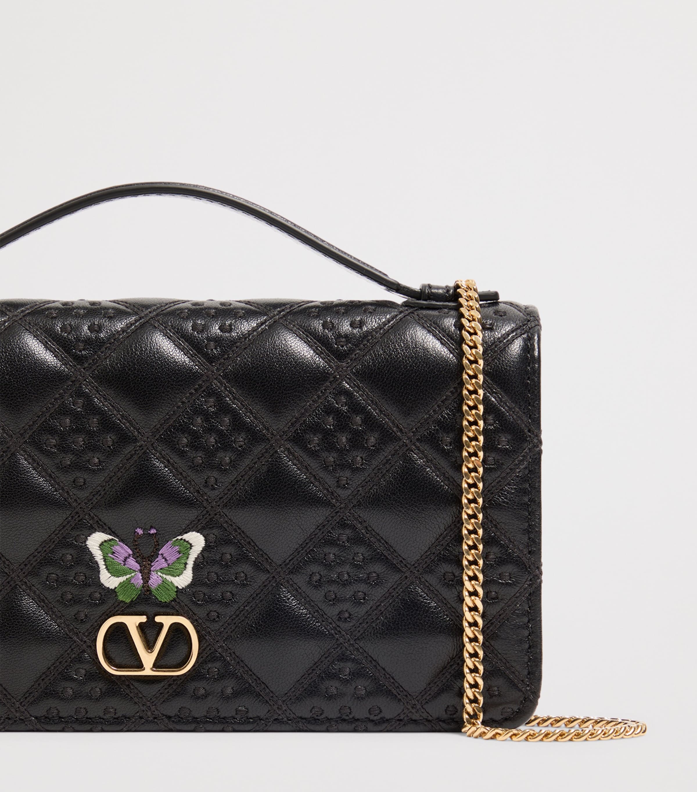 Valentino Garavani Leather Flutterby Chain Wallet Image 6