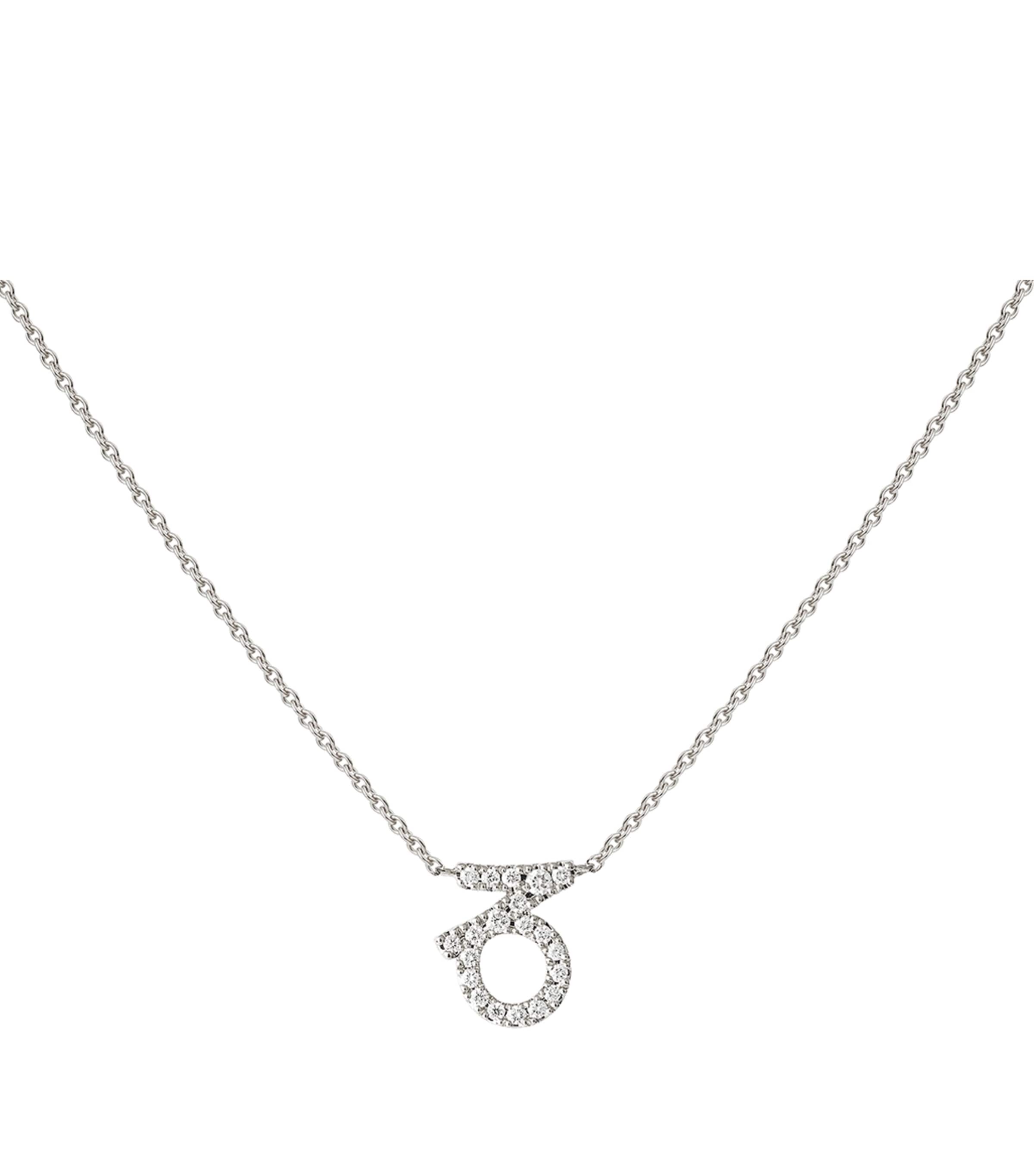 Engelbert White Gold And Diamond Star Sign Capricorn Necklace In White