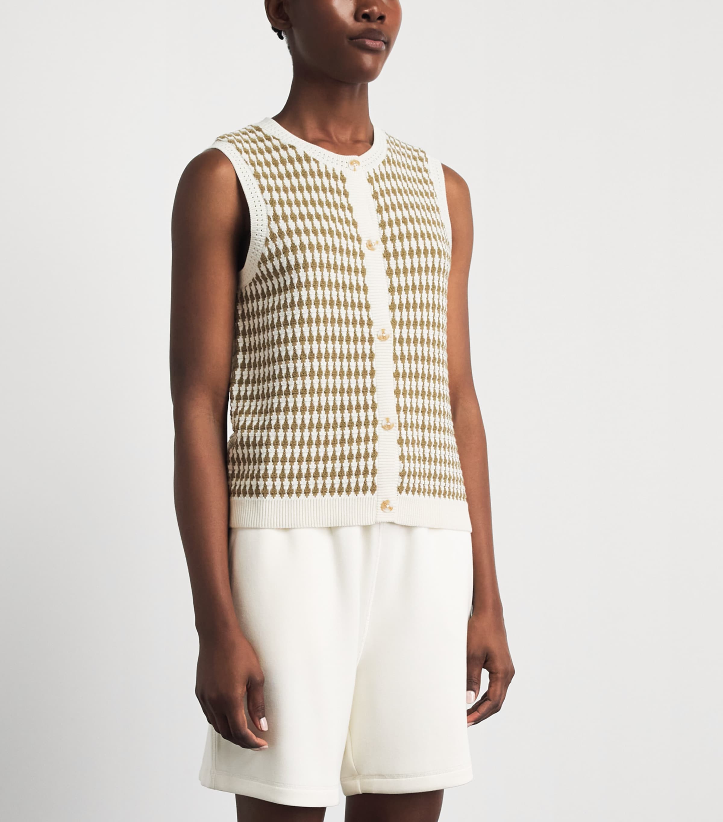 Varley Womens Cotton Aura Vest Egret / Golden Olive Image 4