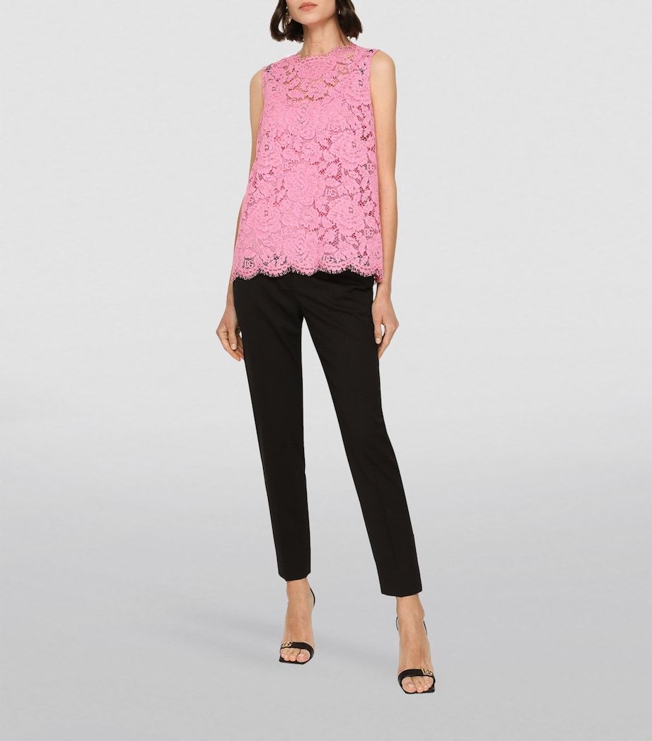 Dolce&Gabbana Womens Lace Floral Sleeveless Top Pink Image 3
