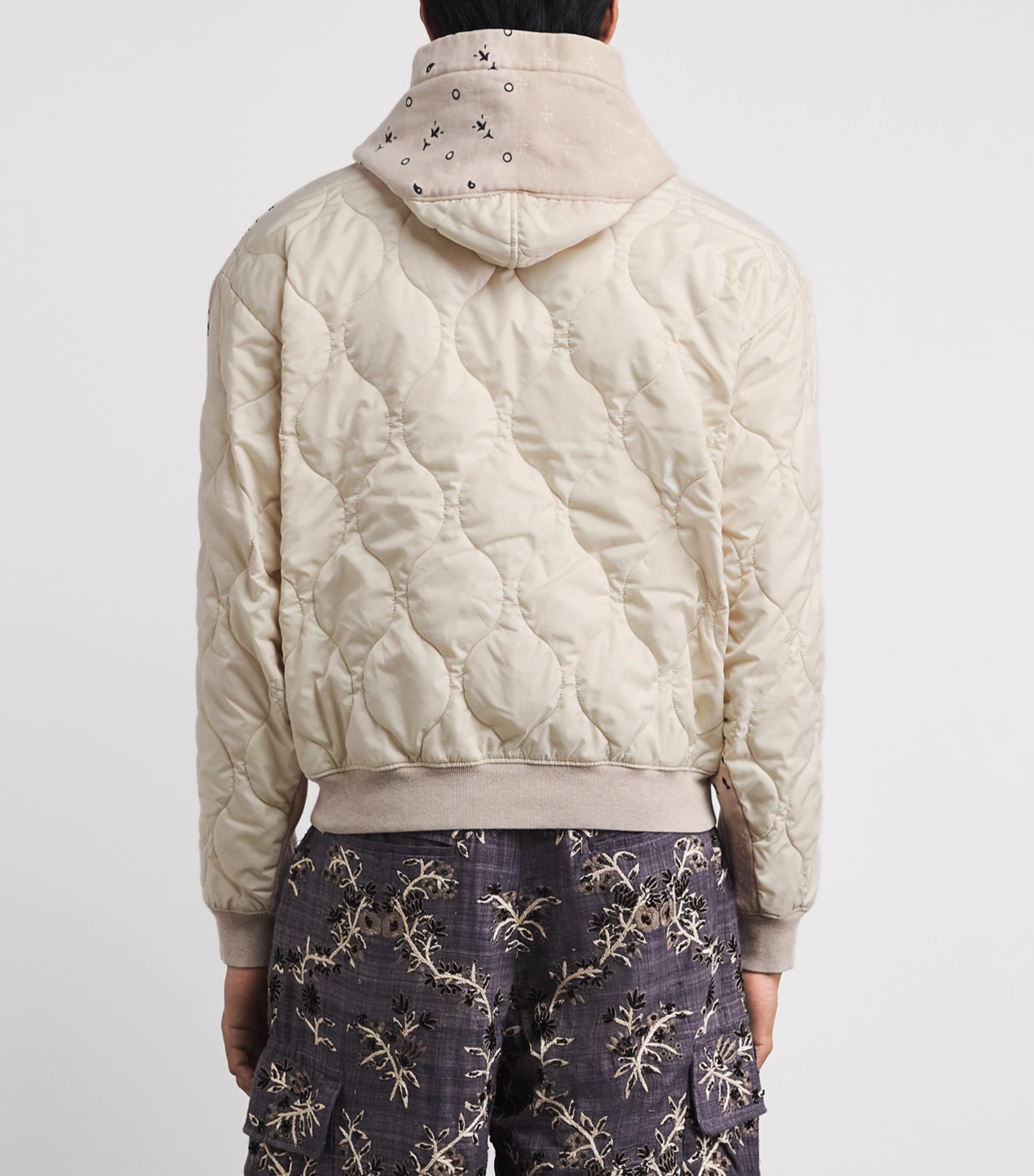 Kapital Mens Cotton Quilted Bandana Hoodie Ecru Image 5