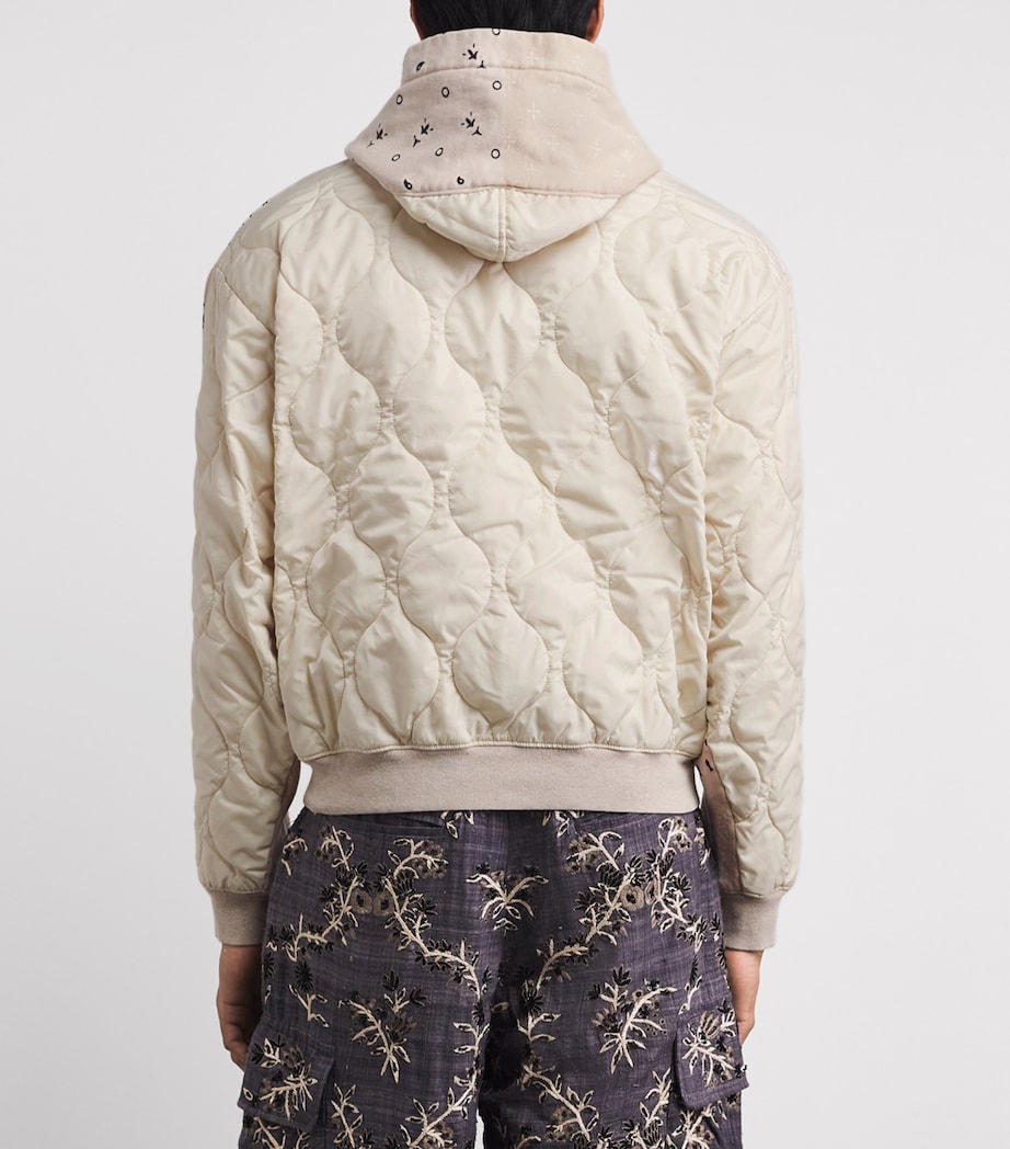 Kapital Mens Cotton Quilted Bandana Hoodie Ecru Image 5