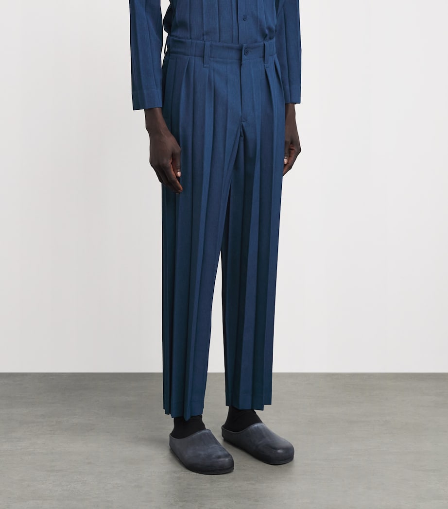 Homme Plissé Issey Miyake Mens Edge Pleat Straight Trousers Navy Image 4