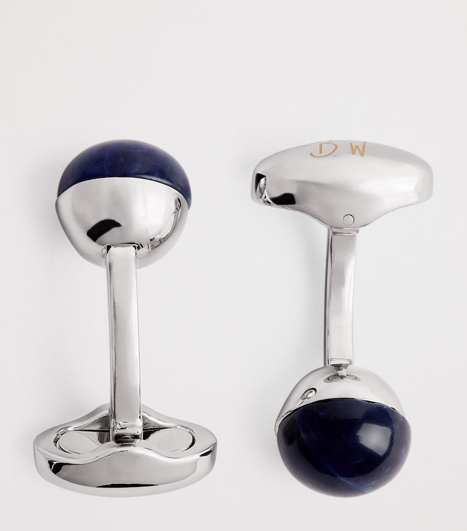 Babette Wasserman Rhodium-Plated Sodalite Power Orb Cufflinks Sodalite Image 5