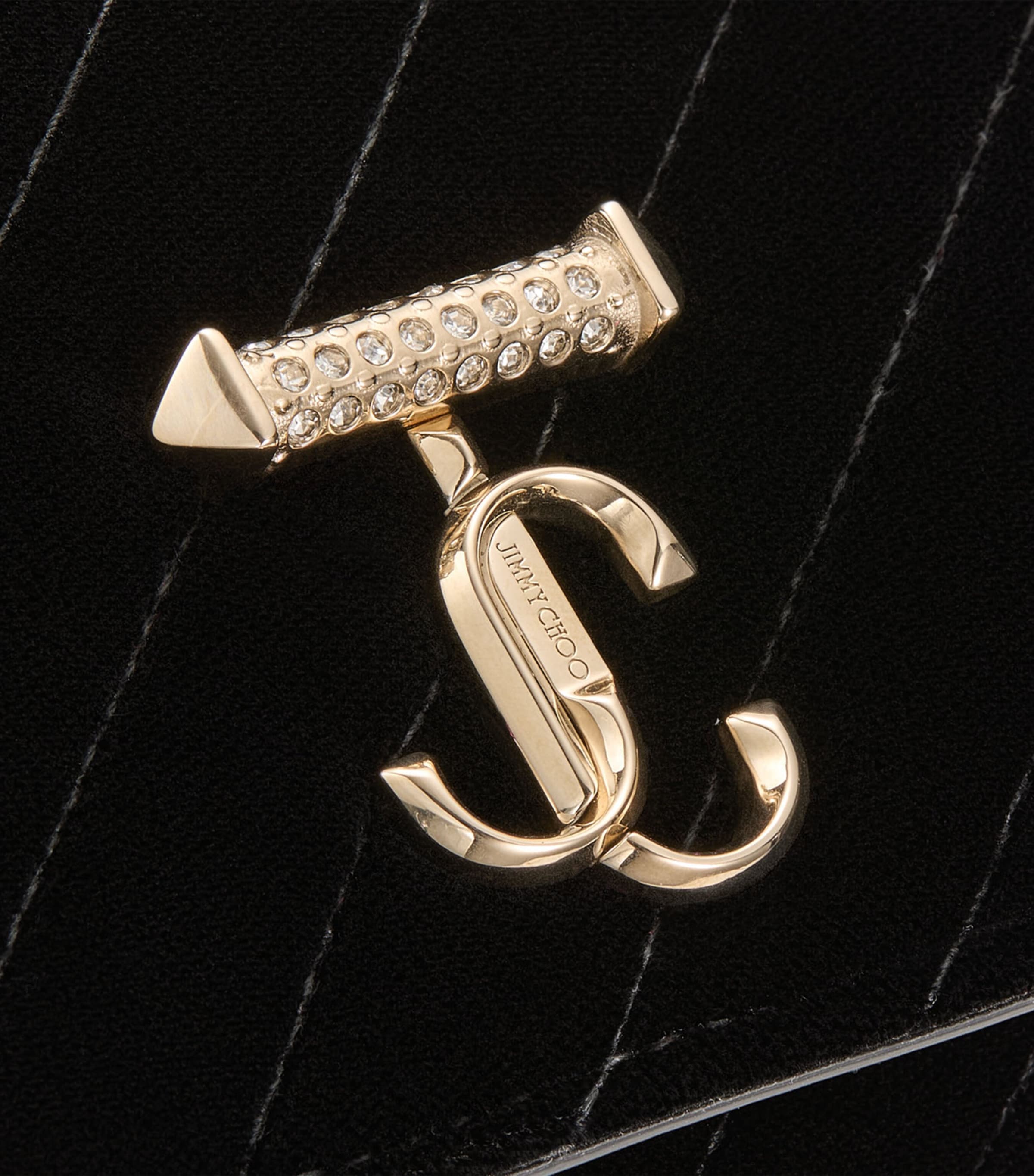 Curve Velvet Chain Wallet BLACK/SHINY GOLD Image 3