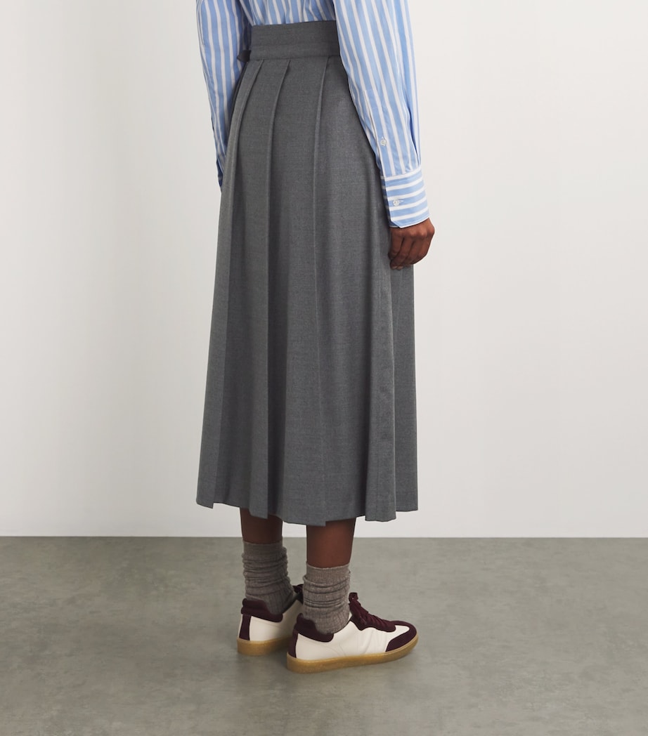Weekend Max Mara Womens Virgin Wool Pleated Midi Skirt Medium Grey Image 4