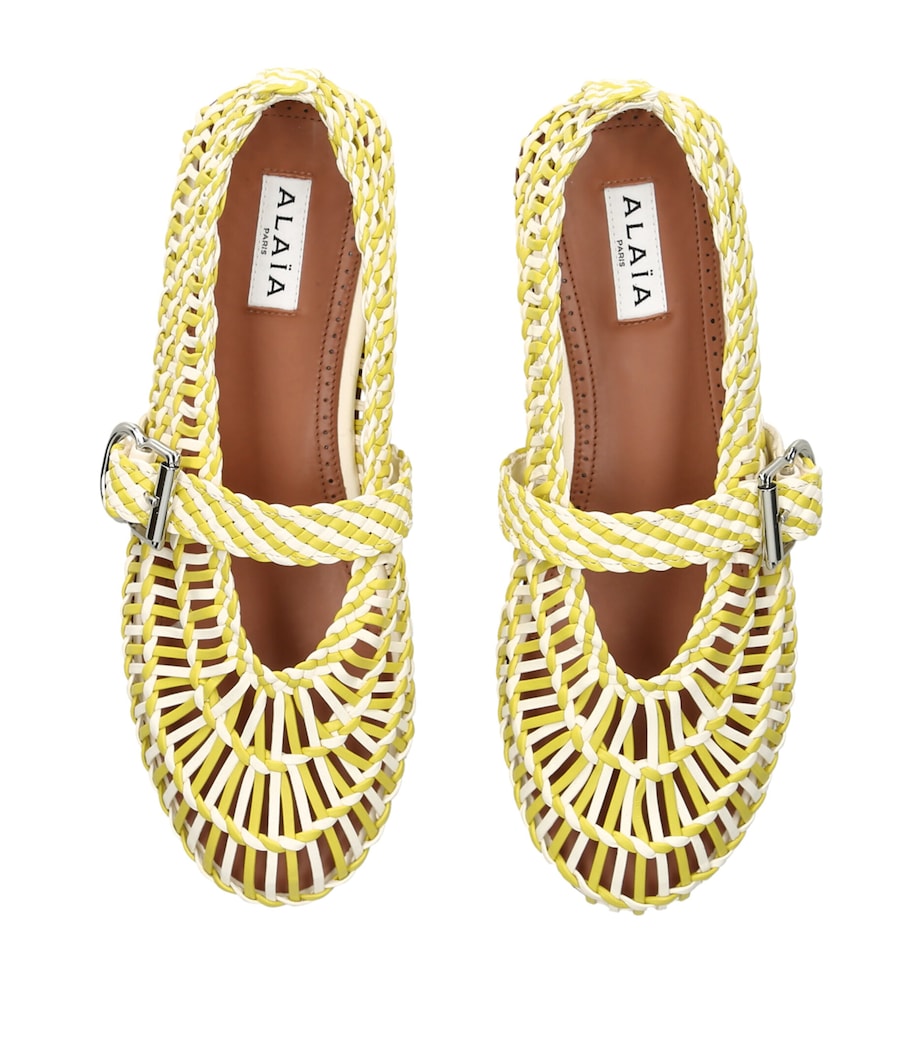 Alaïa Leather Braided Ballerina Flats Yellow Image 3