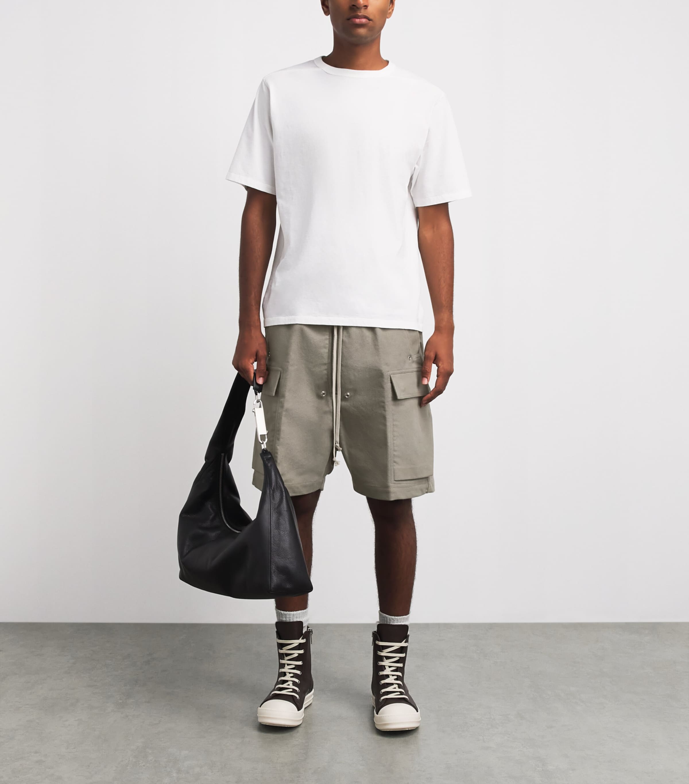 Rick Owens Mens Organic Cotton Cargobella Shorts Drk Pearl Image 2