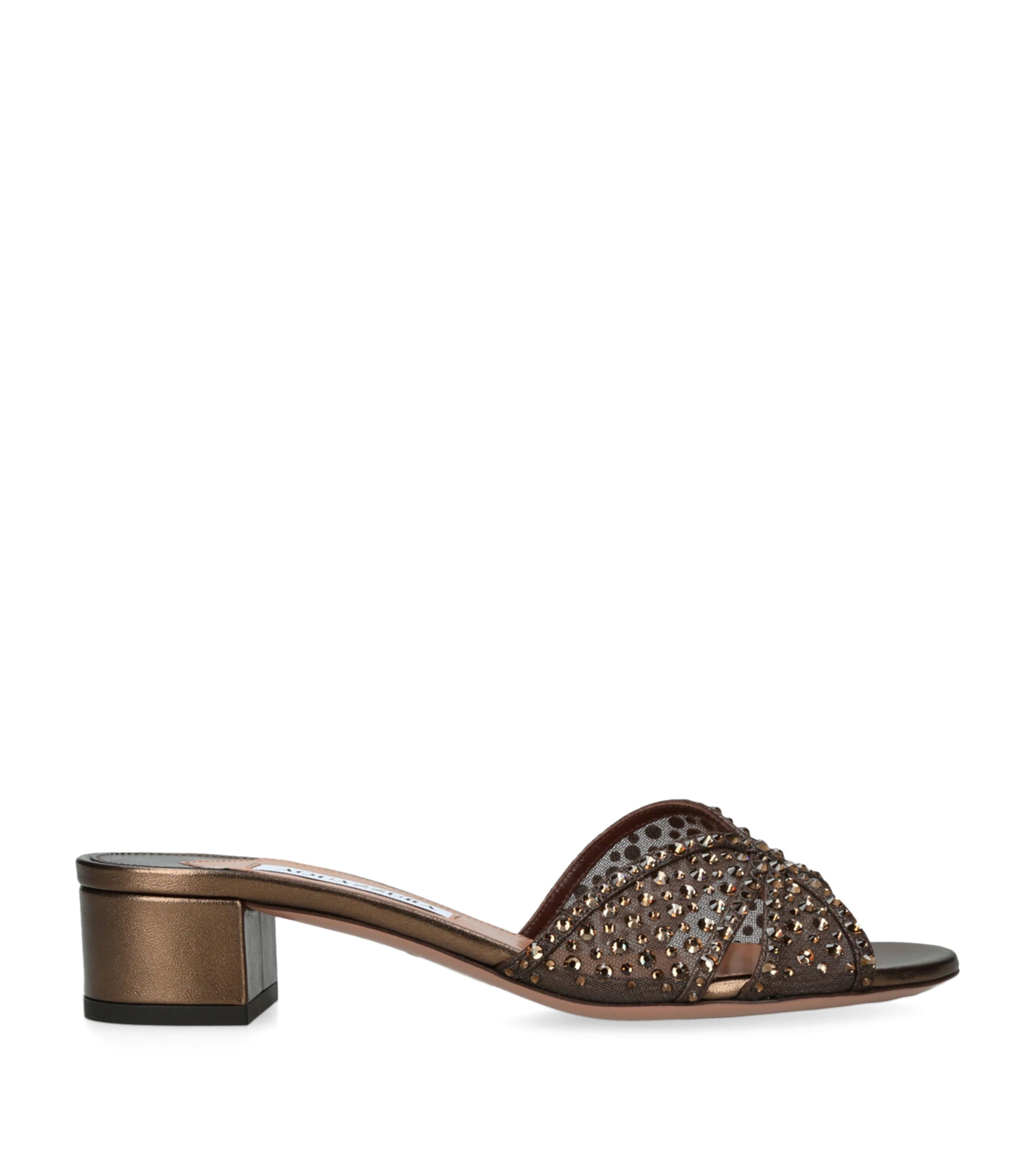 Aquazzura Crystal Love Mules 35 Dark Brown Image 1