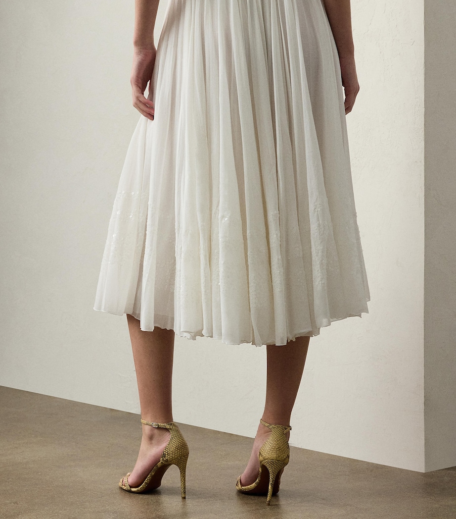 Cotton-Blend Trivelas Embellished Skirt WHITE Image 3