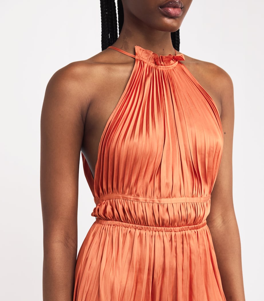 Satin Pleated Midi Dress TERRACOTA Image 6