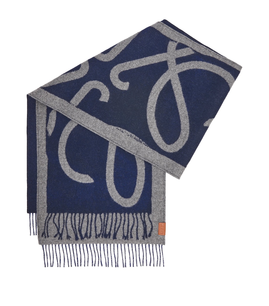 Wool-Cashmere Reversible Scarf BLUE/GREY Image 1