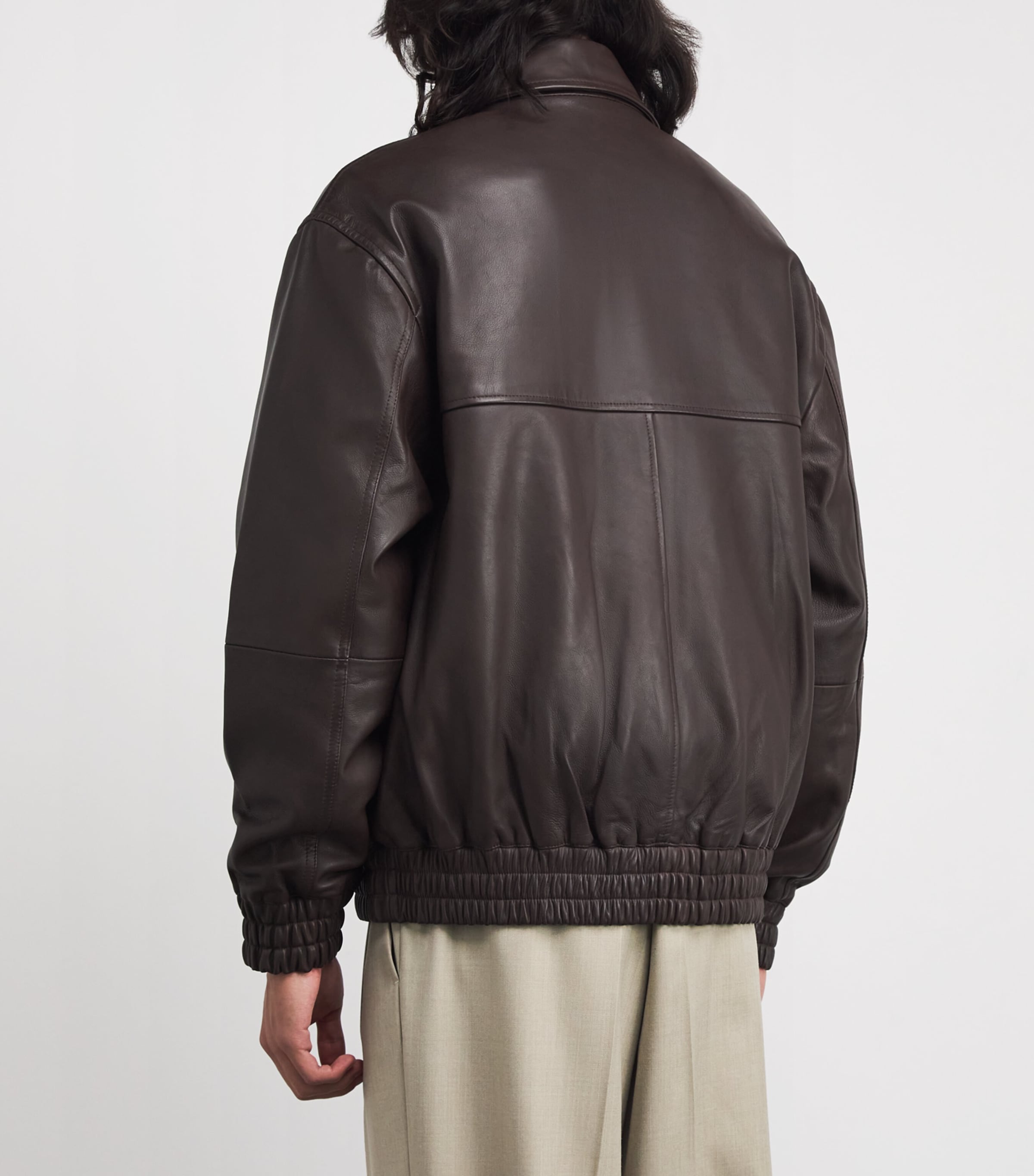 Piston Leather Bomber Jacket BROWN Image 4