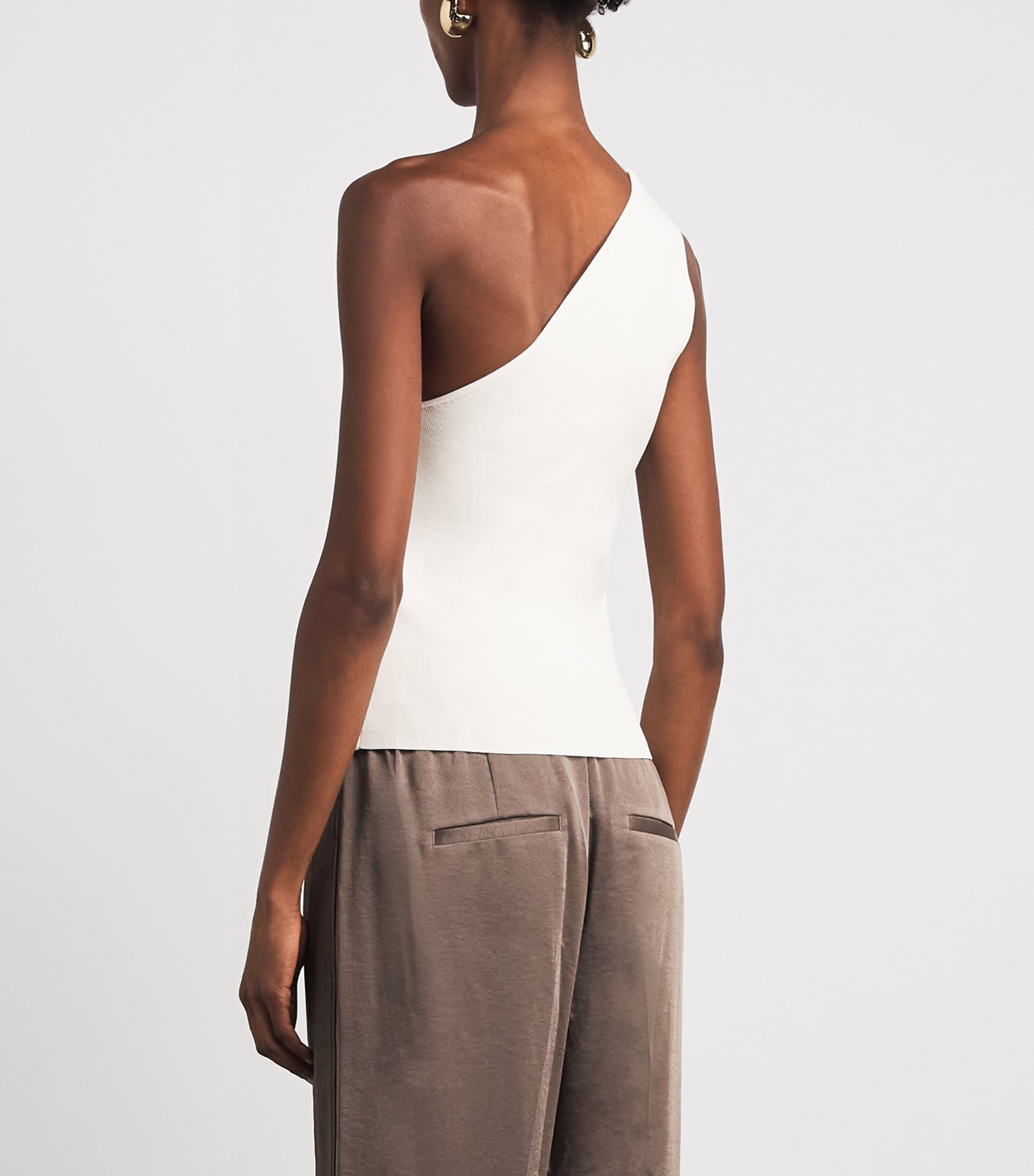 Cult Gaia Womens Knitted One-Shoulder Anouk Top Off White Image 5