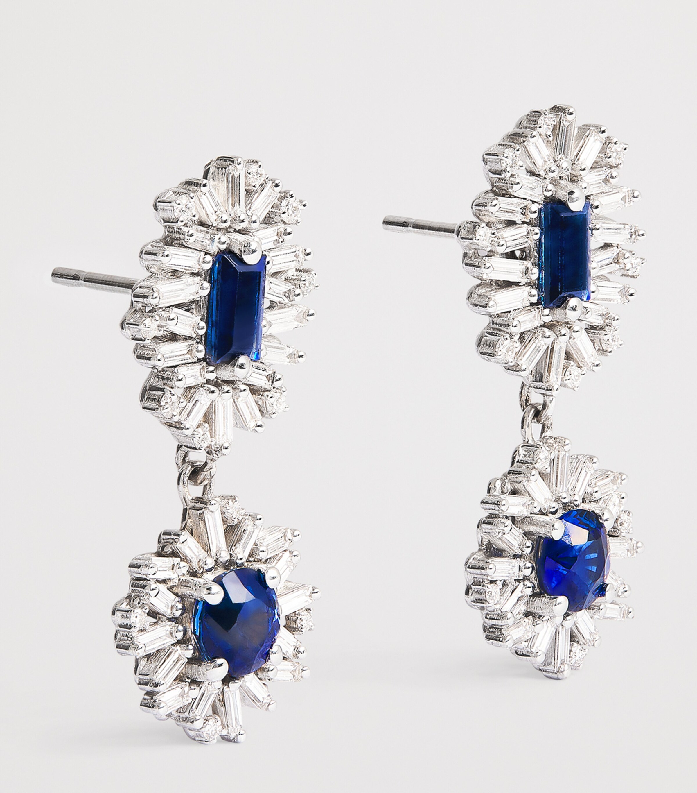 Suzanne Kalan White Gold, Diamond and Blue Sapphire One of a Kind Drop Earrings Wg/db Image 3