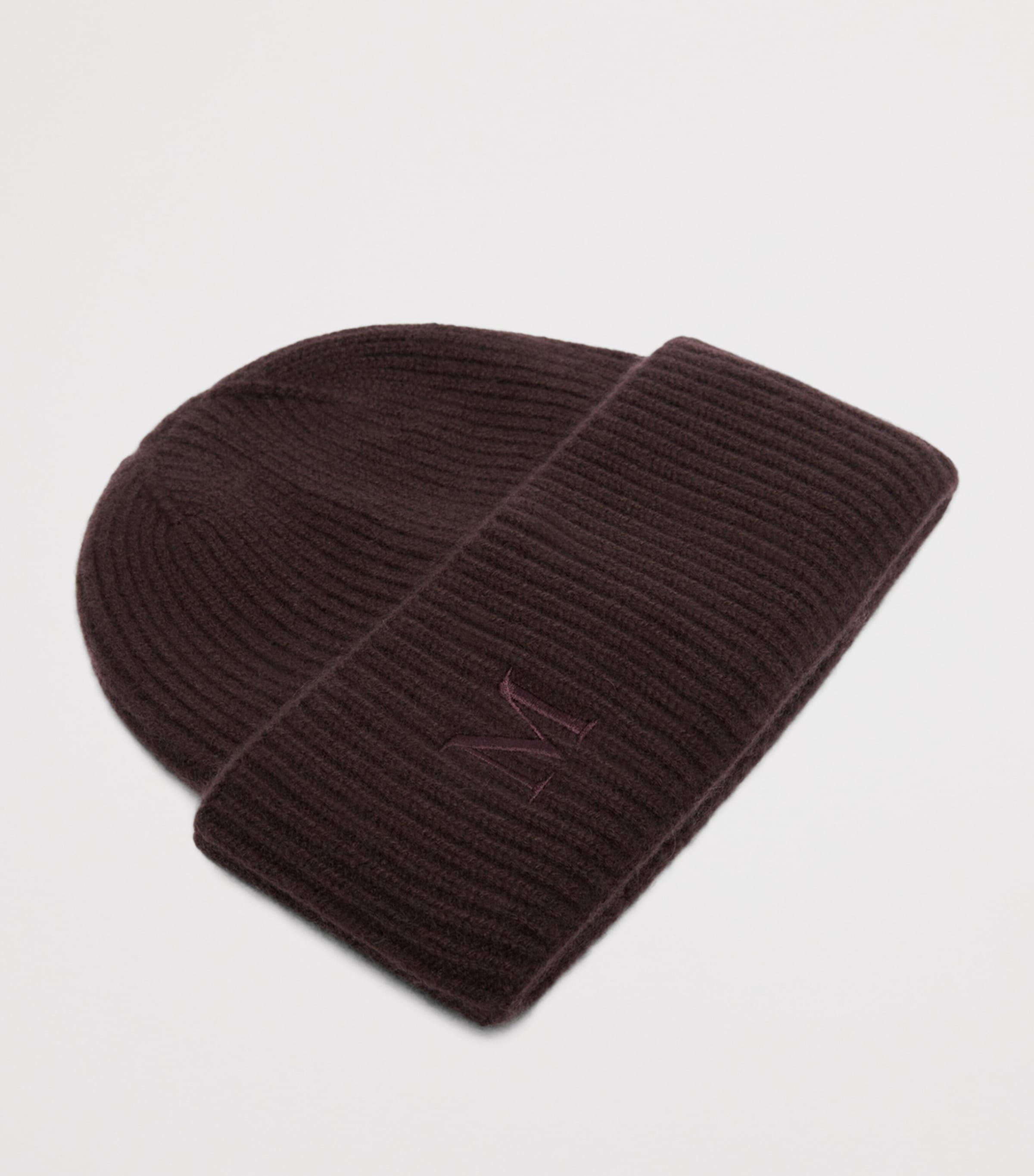 Max Mara Cashmere Monogram Beanie Dark Brown Image 2