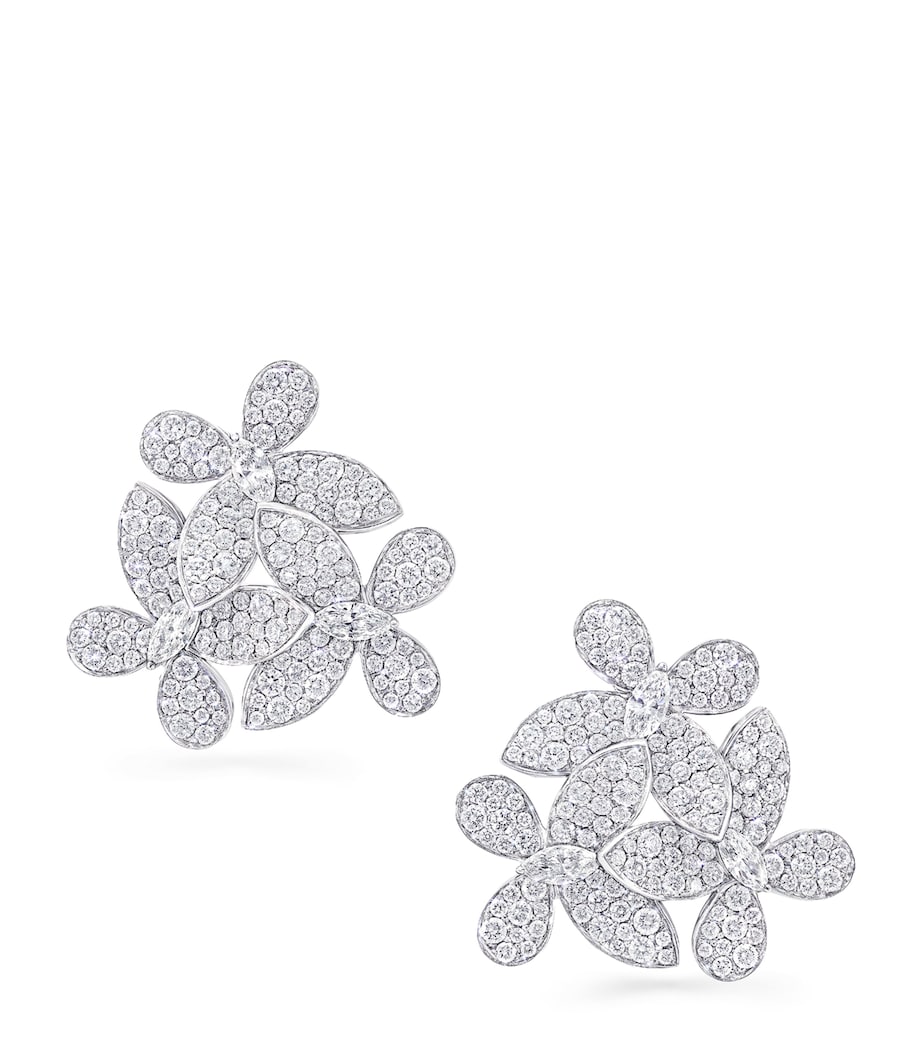 White Gold and Diamond Triple Butterfly Clip-On Earrings WHITE GOLD Image 1