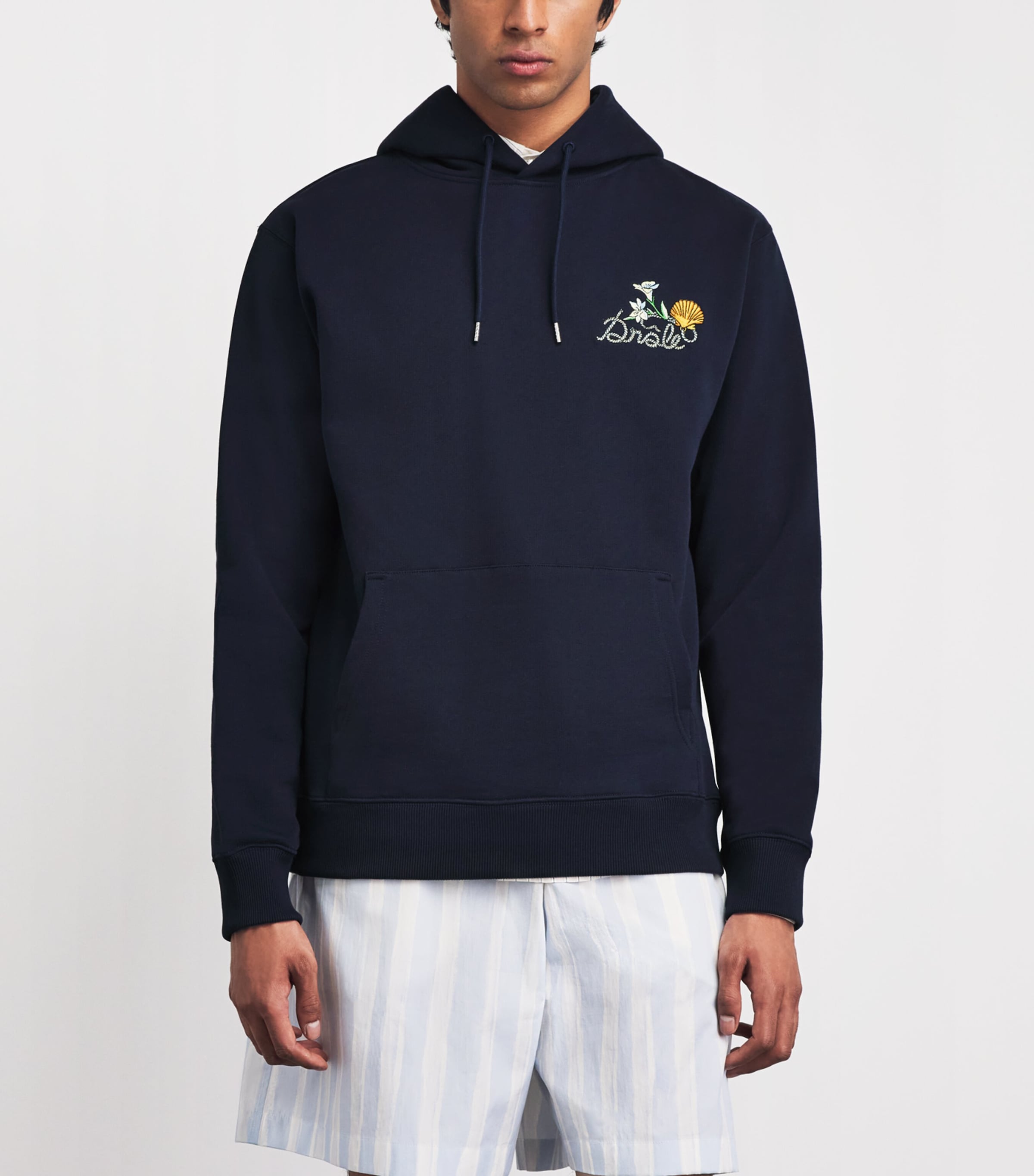 Drôle De Monsieur Mens Embroidered Logo Hoodie Navy Image 4