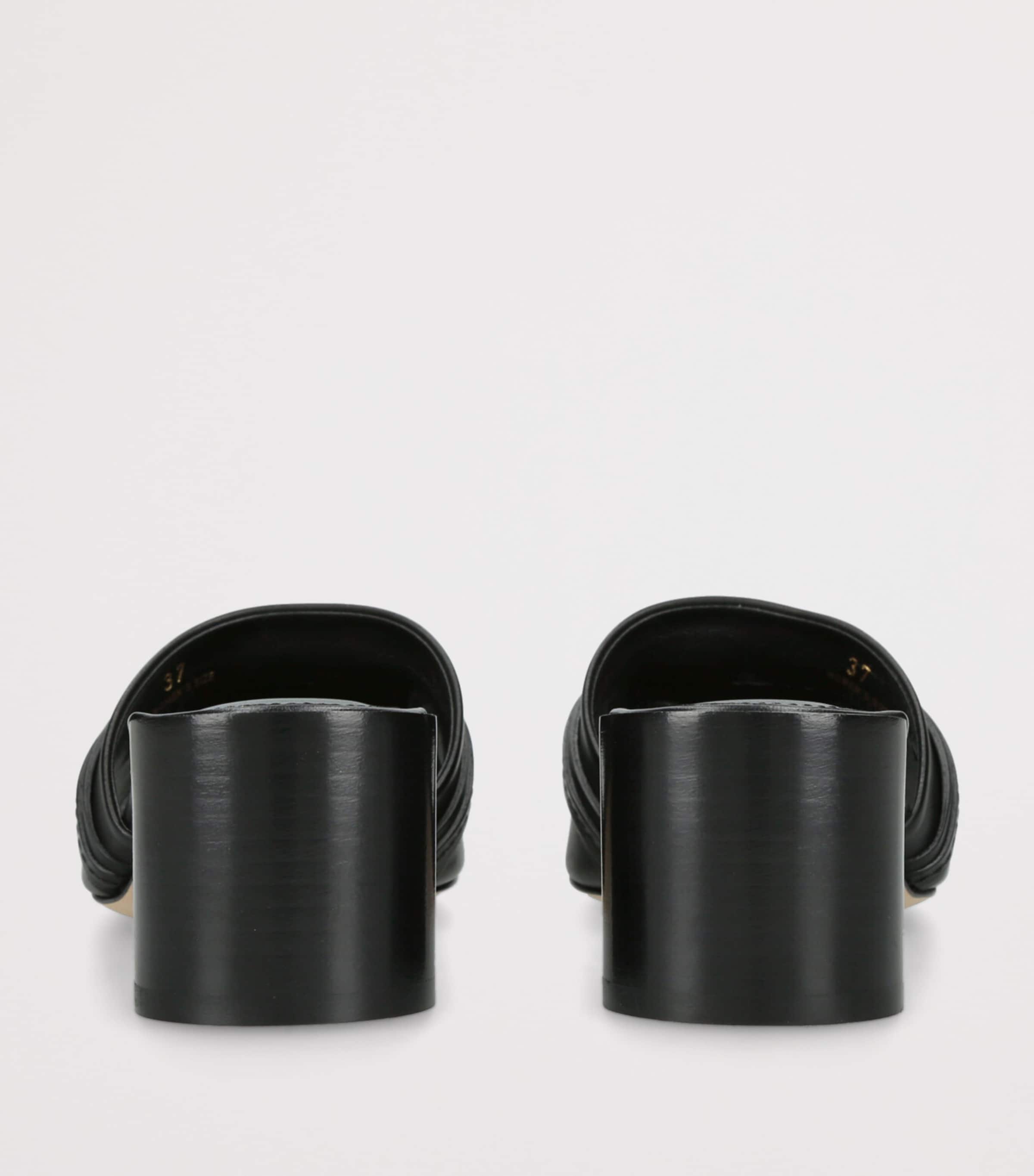 Tod's Leather Cuoio Heeled Mules 55 Black Image 2