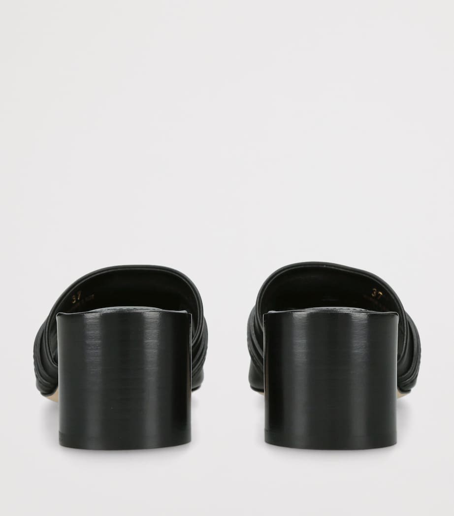 Tod's Leather Cuoio Heeled Mules 55 Black Image 2