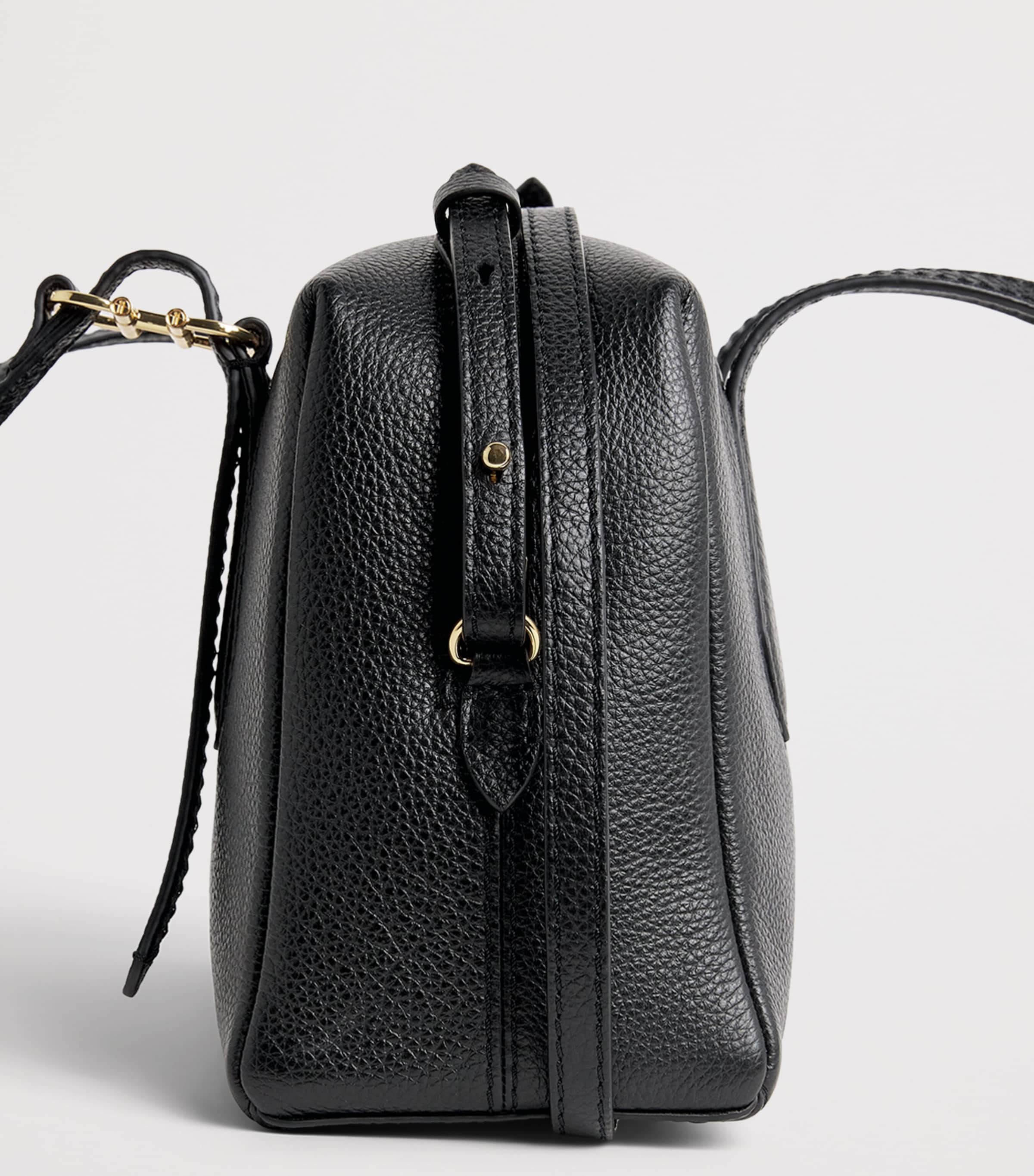 Harrods Small Leather Wren Shoulder Bag Black Image 6