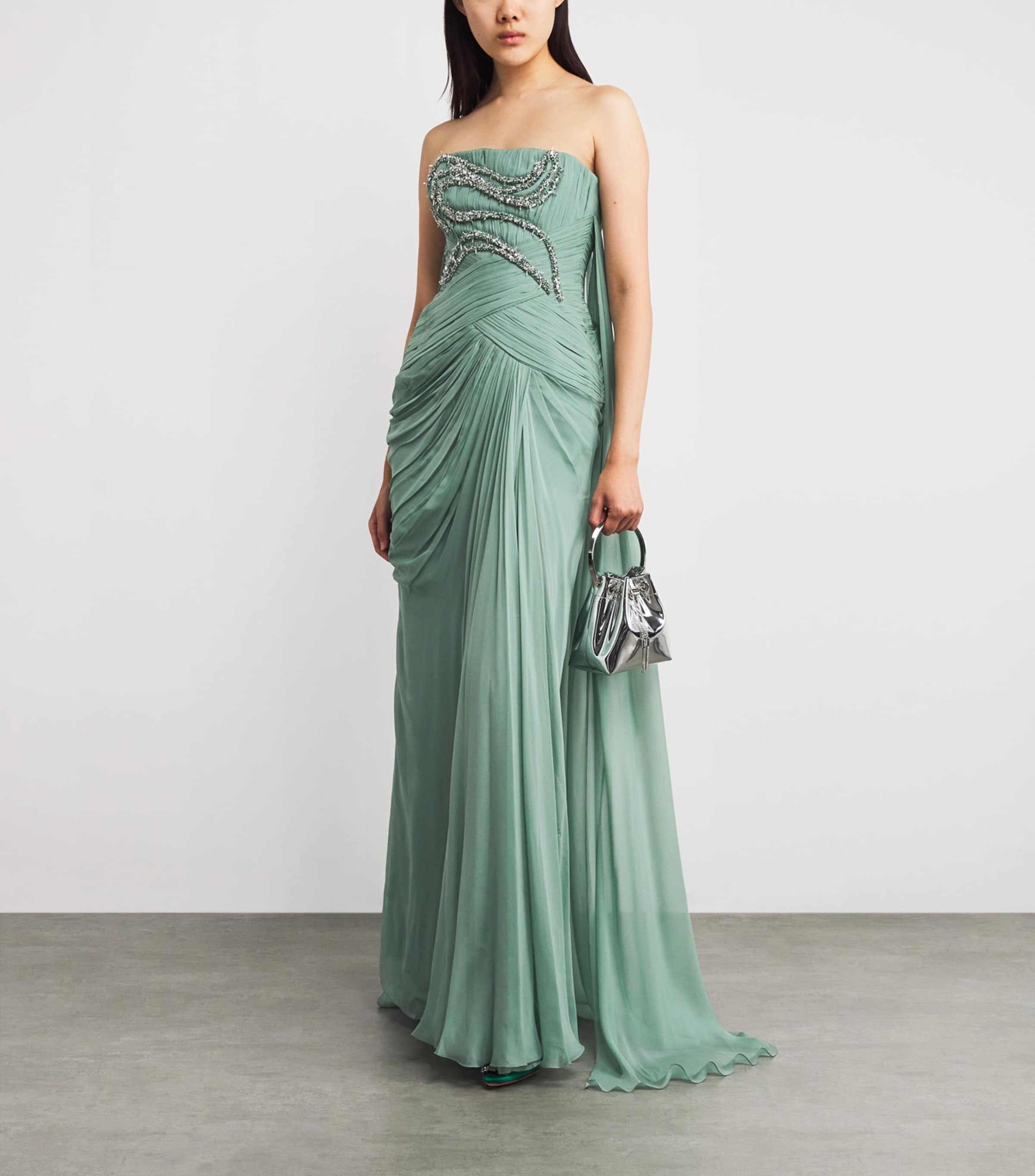 Embellished Off-The-Shoulder Gown MS0010 GREEN/SILVER Image 2