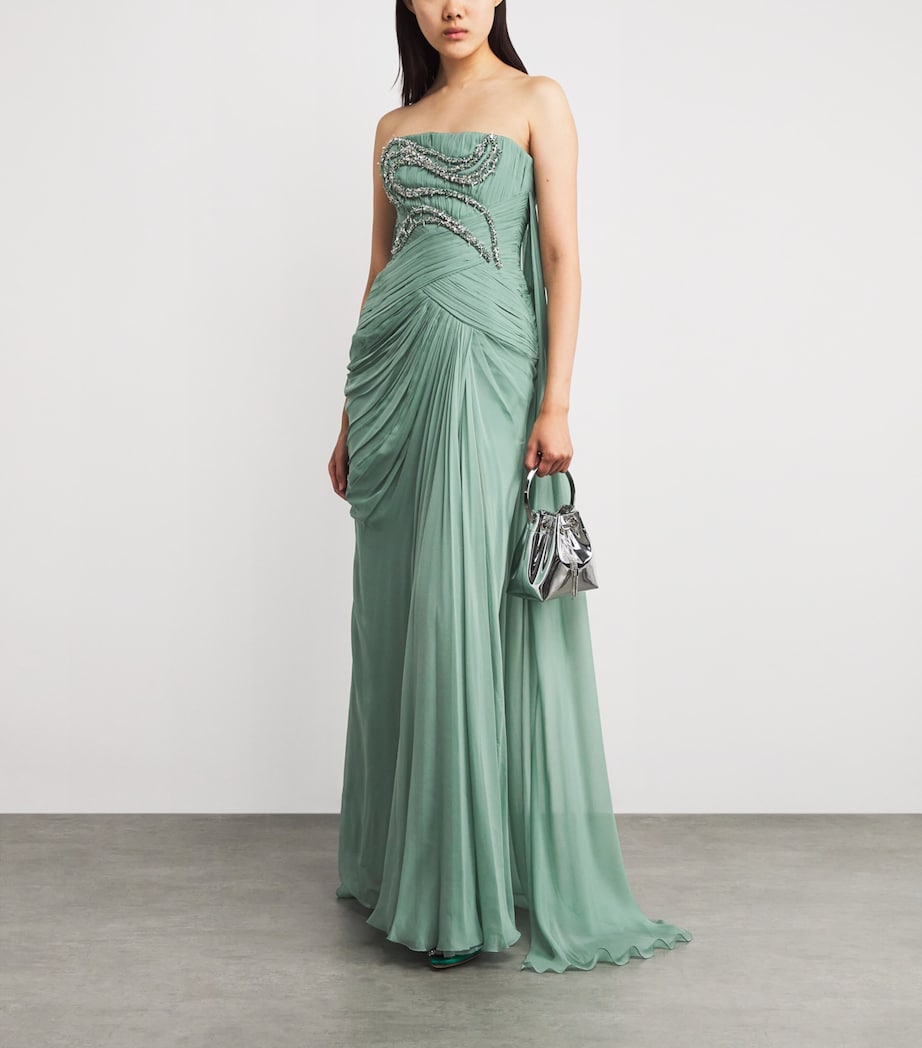 Embellished Off-The-Shoulder Gown MS0010 GREEN/SILVER Image 2
