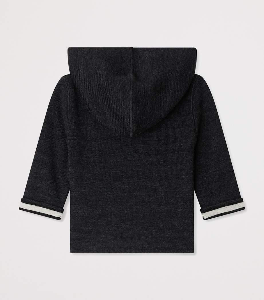 Wool Hooded Cardigan (6-36 Months) RA GRIS CHINE Image 2