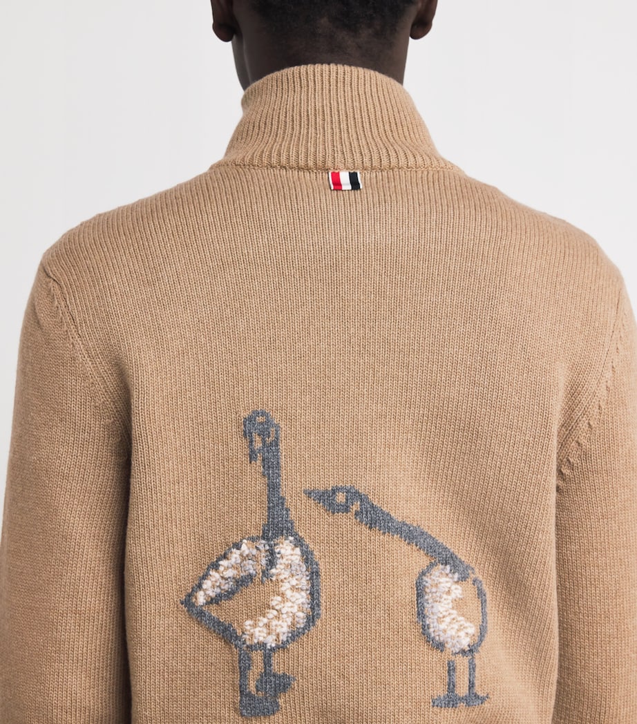 Merino Wool Geese Half-Zip Jumper MED BROWN Image 6