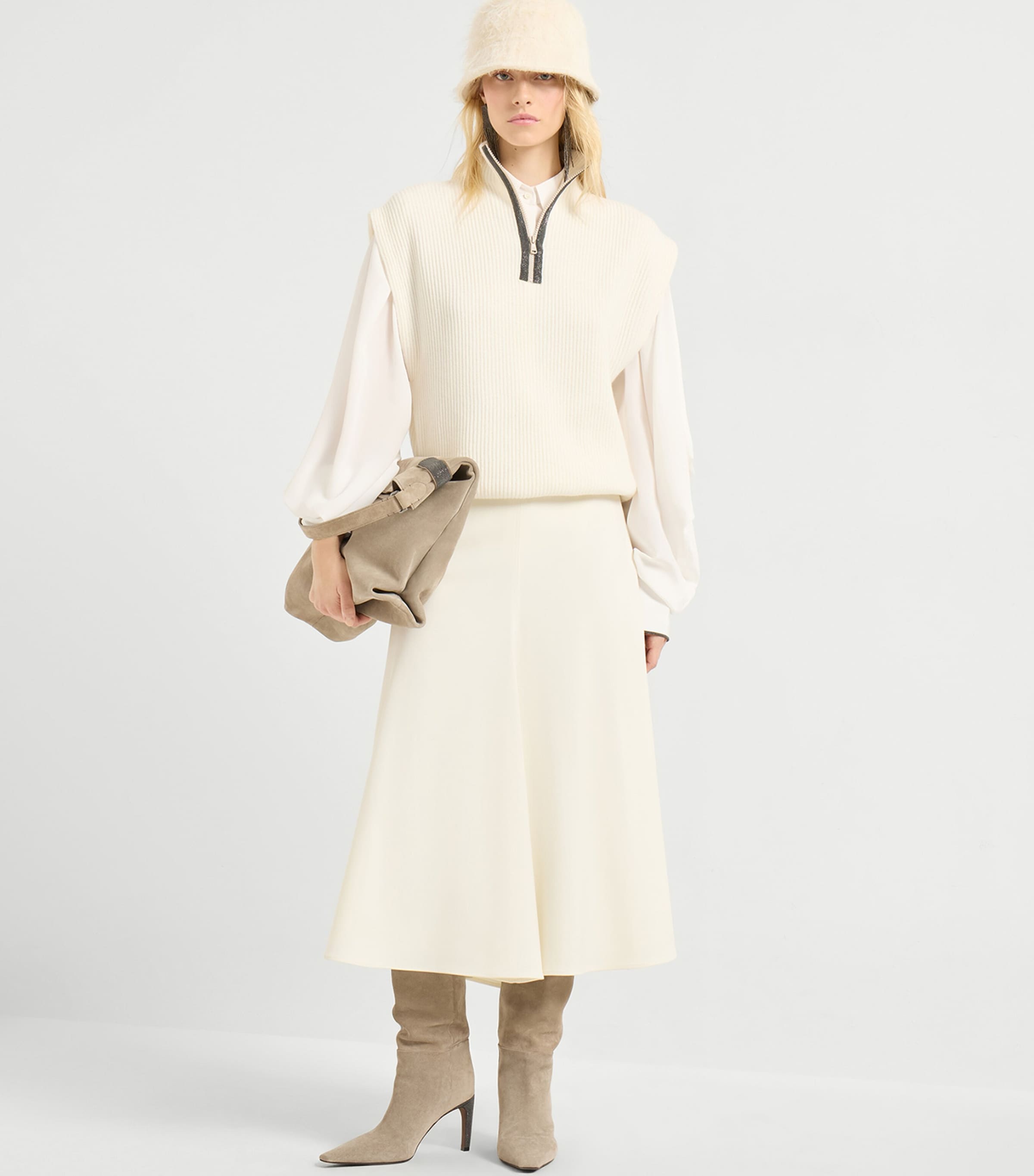 Virgin Wool Fluted Midi Skirt C1062 Image 6