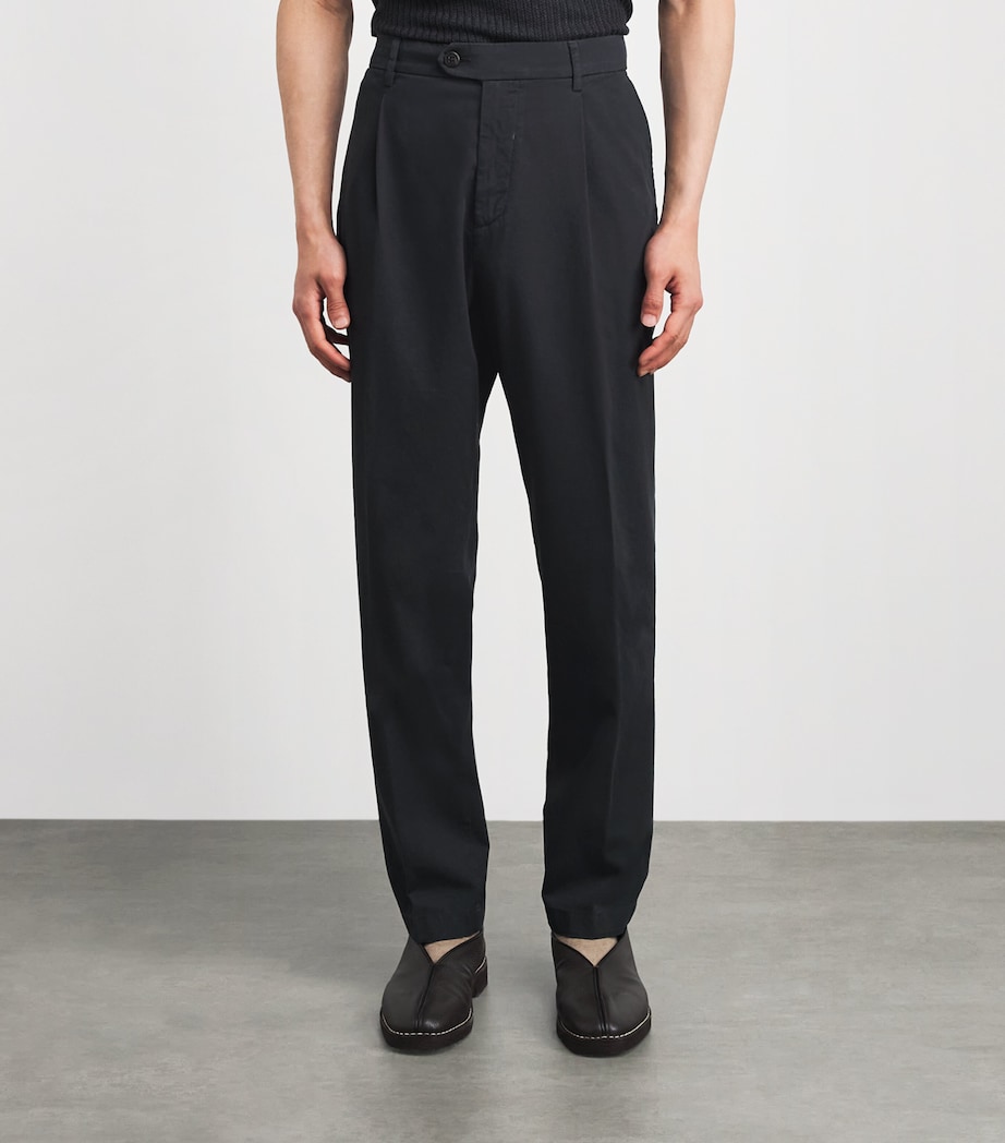 Eleventy Mens Stretch-Cotton Relaxed Trousers Nero Image 4