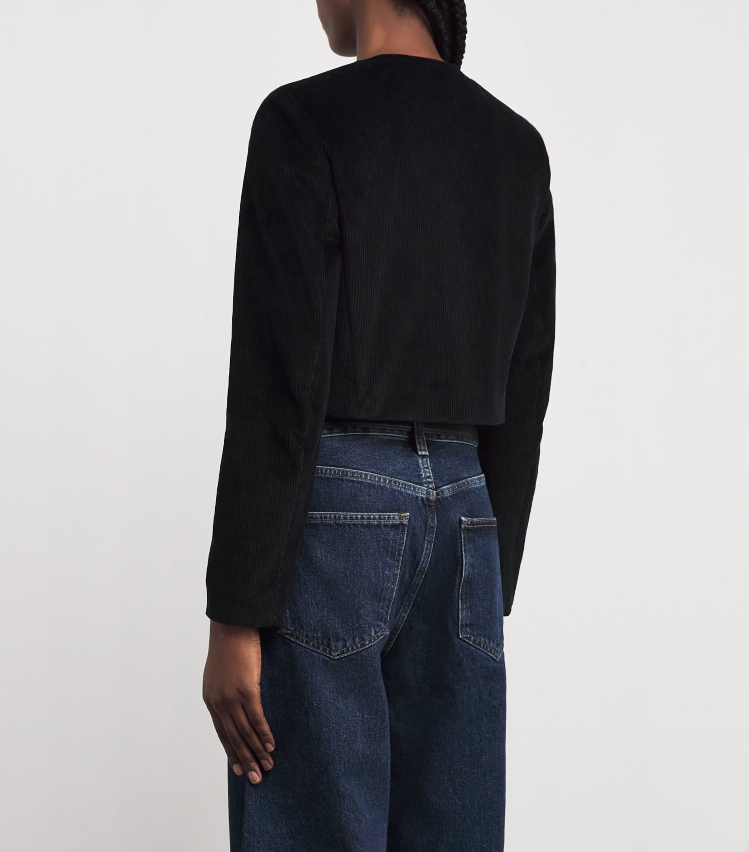 Velvet Cropped Blazer BLACK Image 4