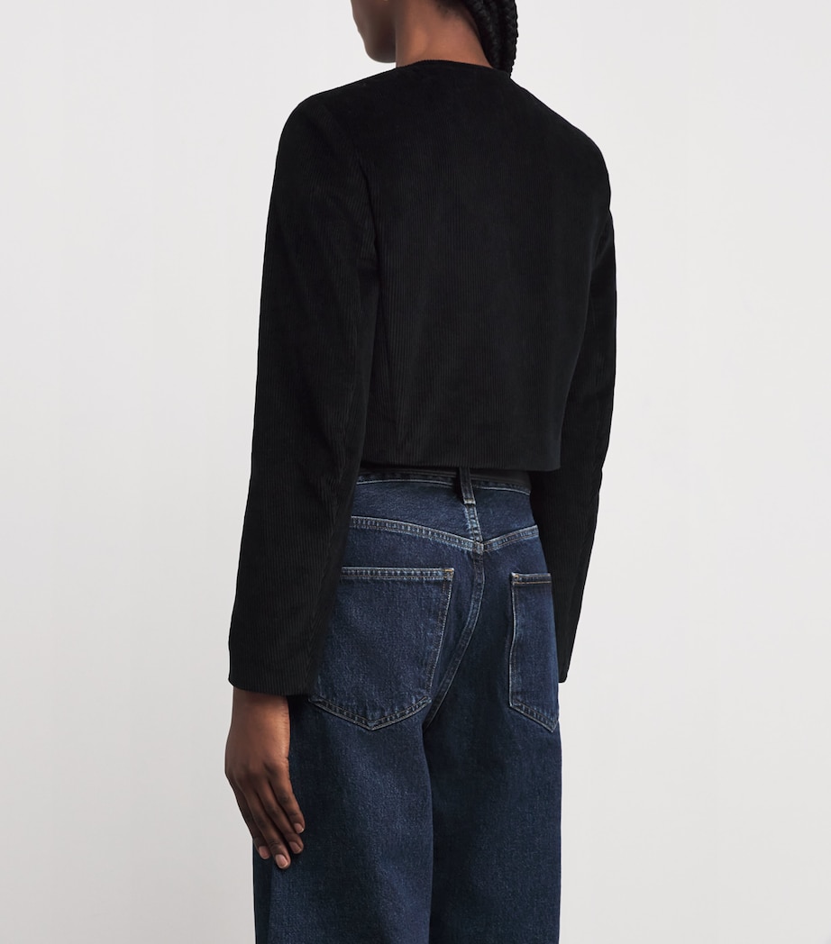 Velvet Cropped Blazer BLACK Image 4