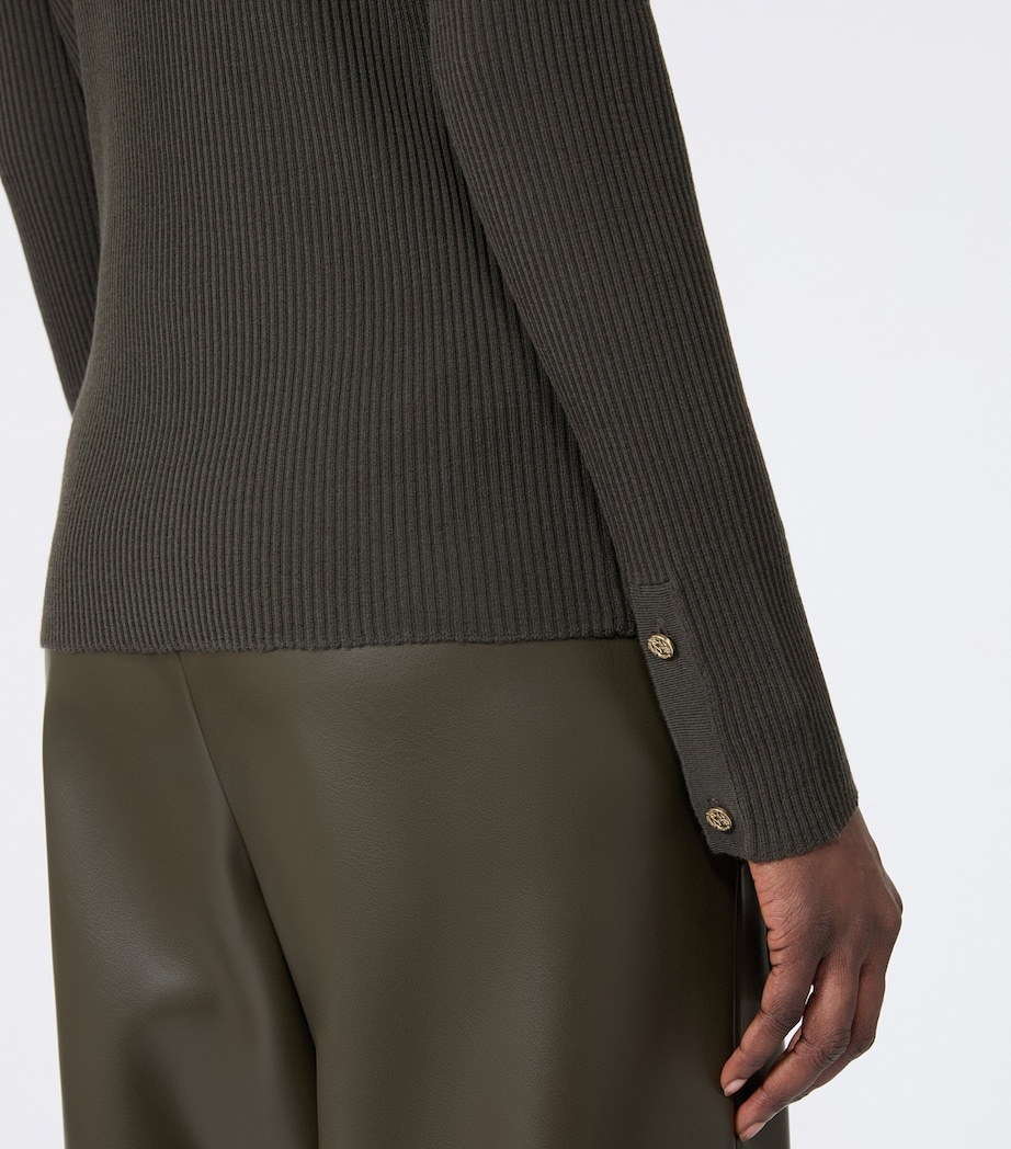 Max Mara Womens Virgin Wool Rib-Knit Sweater Kaki Image 5