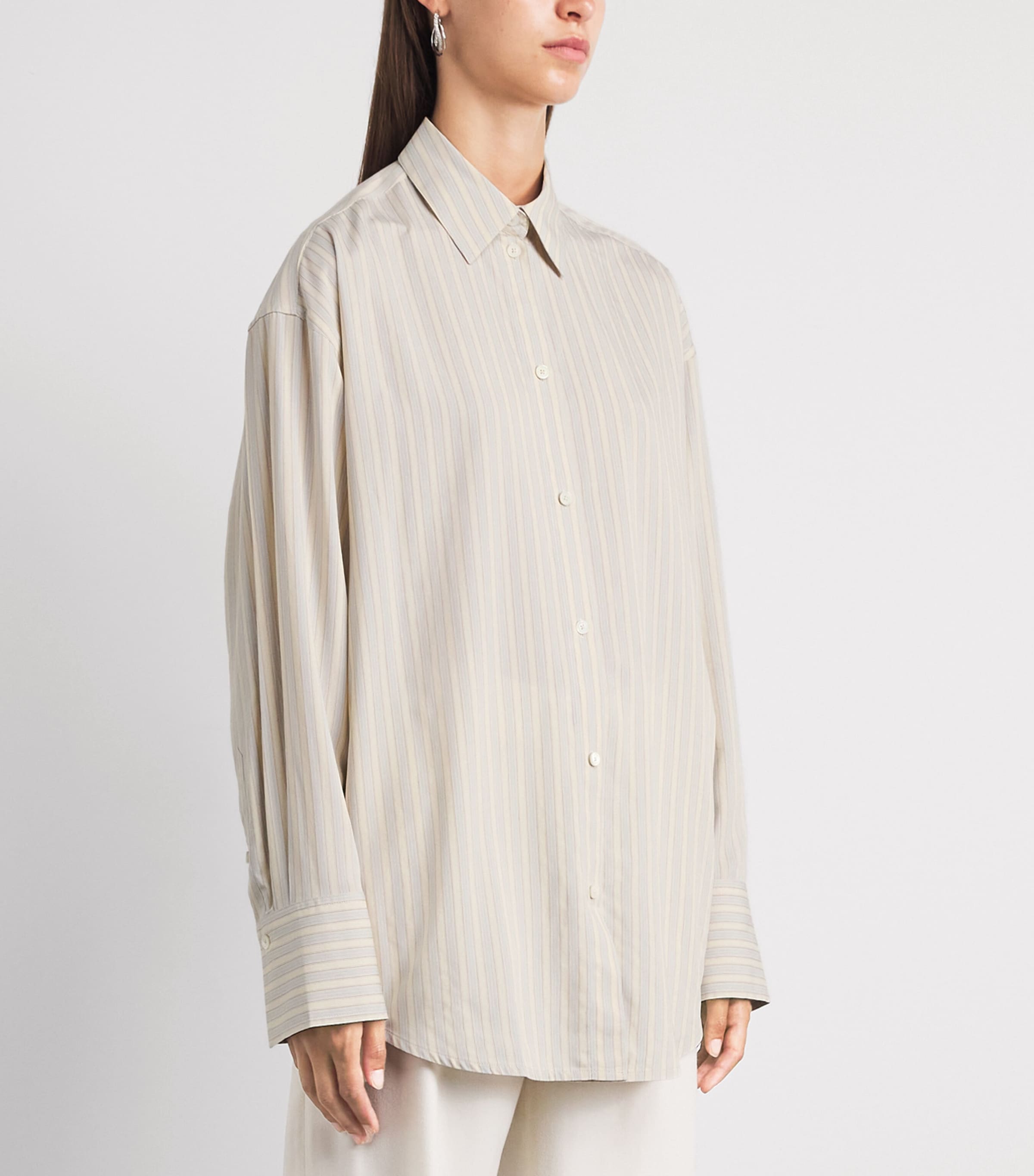 Toteme Womens Silk Oversized Stripe Shirt Yellow/sky Image 4