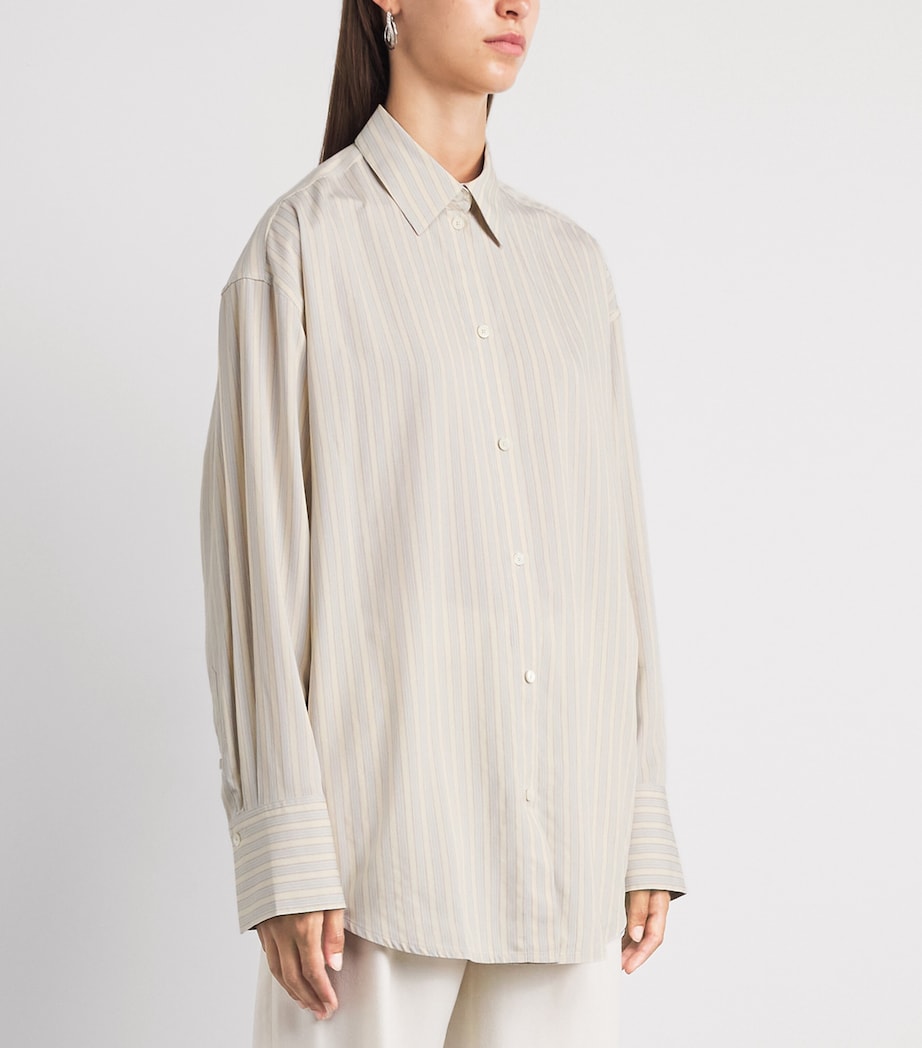 Toteme Womens Silk Oversized Stripe Shirt Yellow/sky Image 4