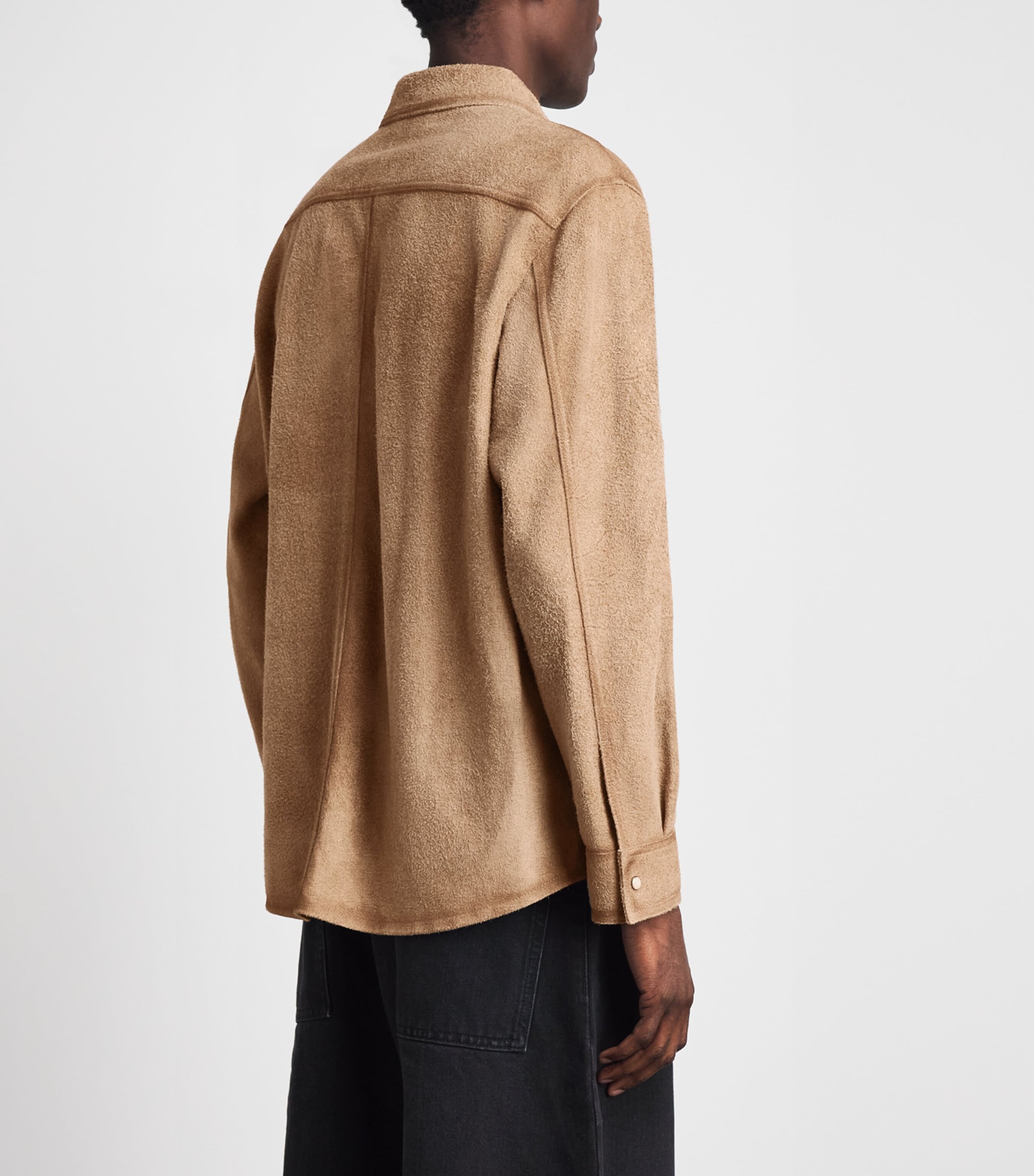 FRAME Mens Suede Shirt Wmbe Warm Beige Image 5