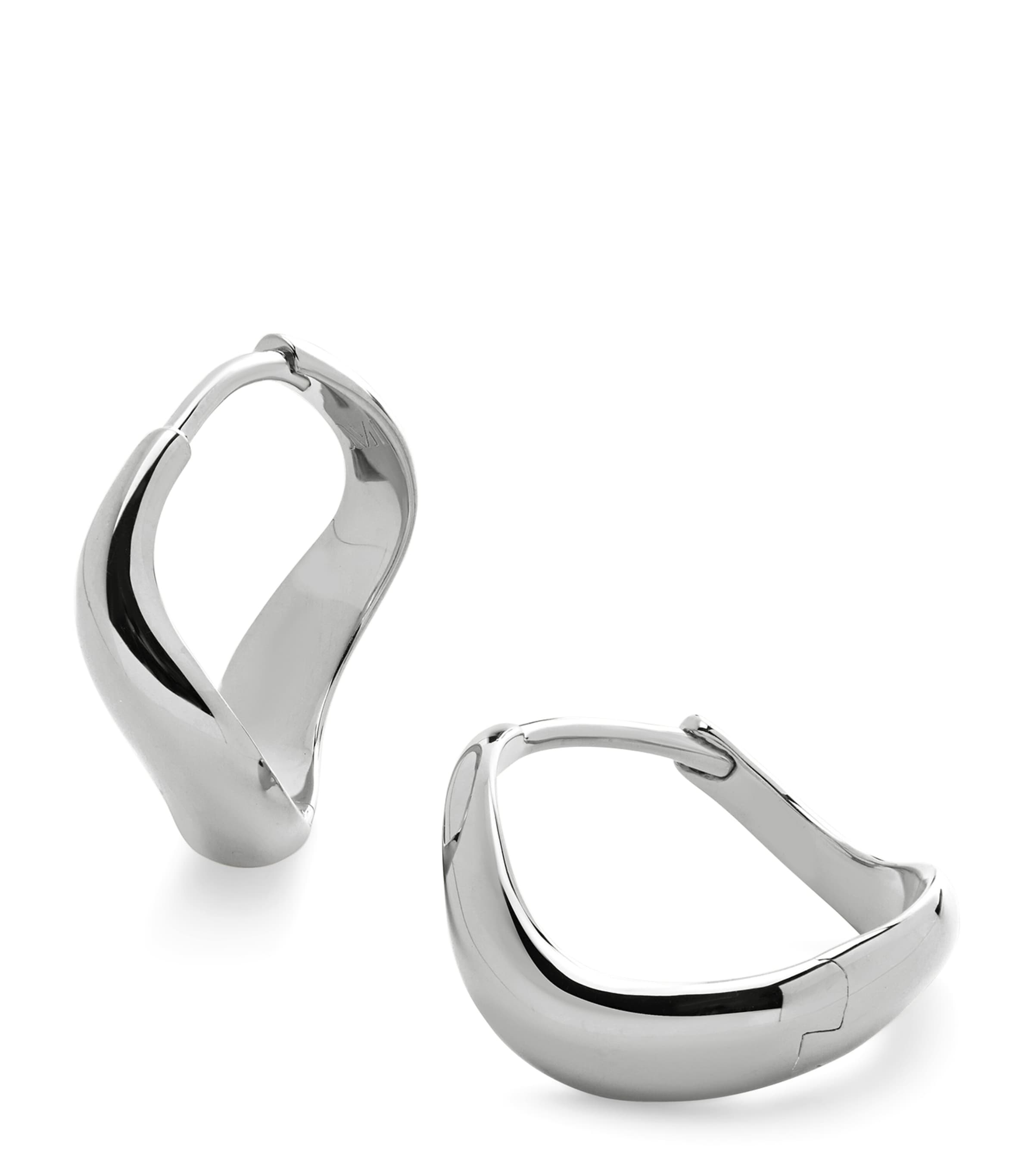 Monica Vinader Small Sterling Silver Swirl Hoop Earrings Sterling Silver Image 1