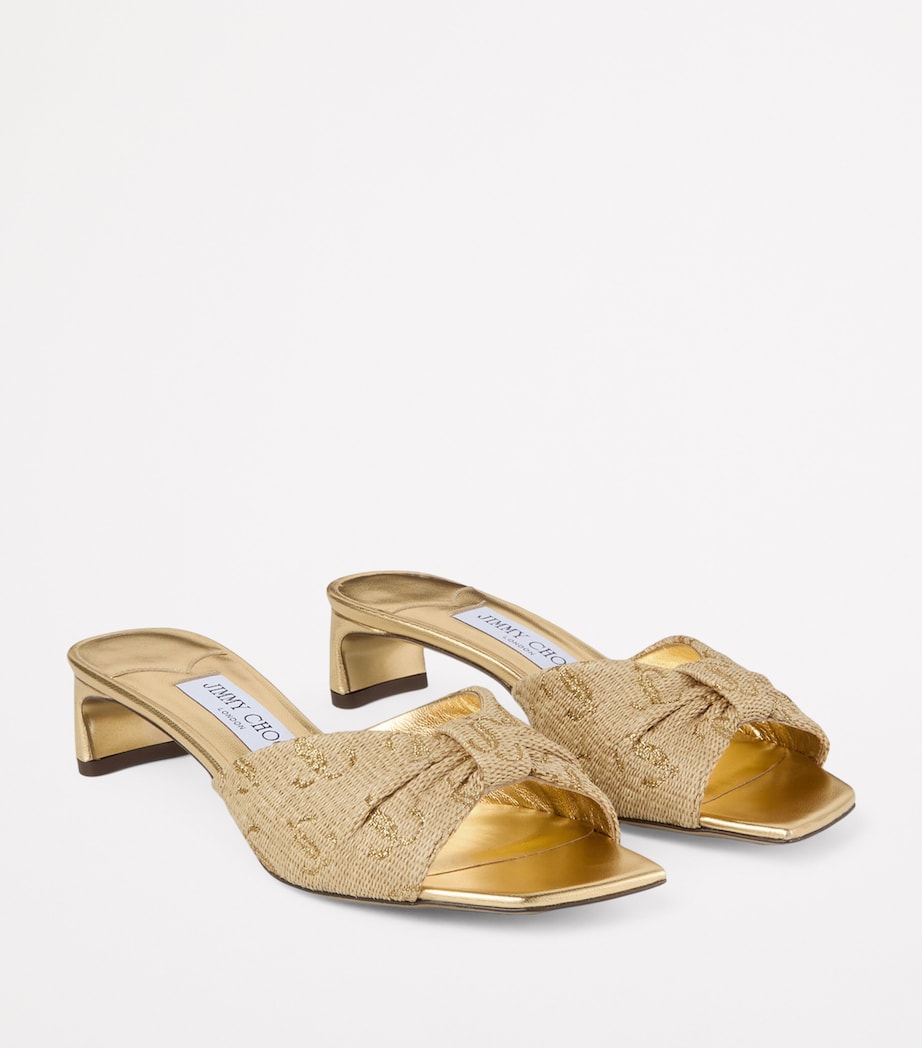 Annika Monogrammed Heeled Mules 35 GOLD MIX/GOLD Image 4
